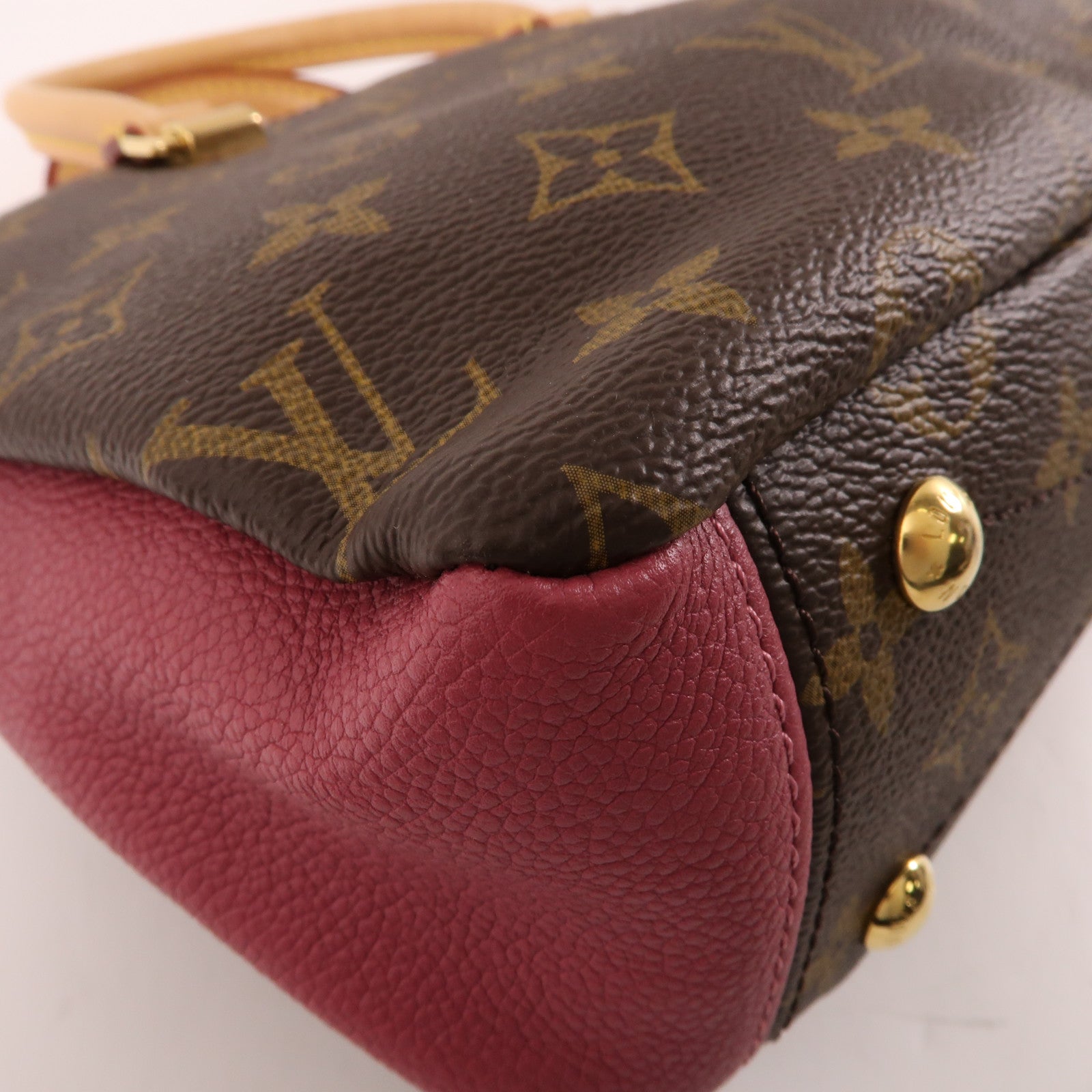 LOUIS VUITTON Monogram Pallas BB金扣手挽肩背兩用袋棕色/紅色