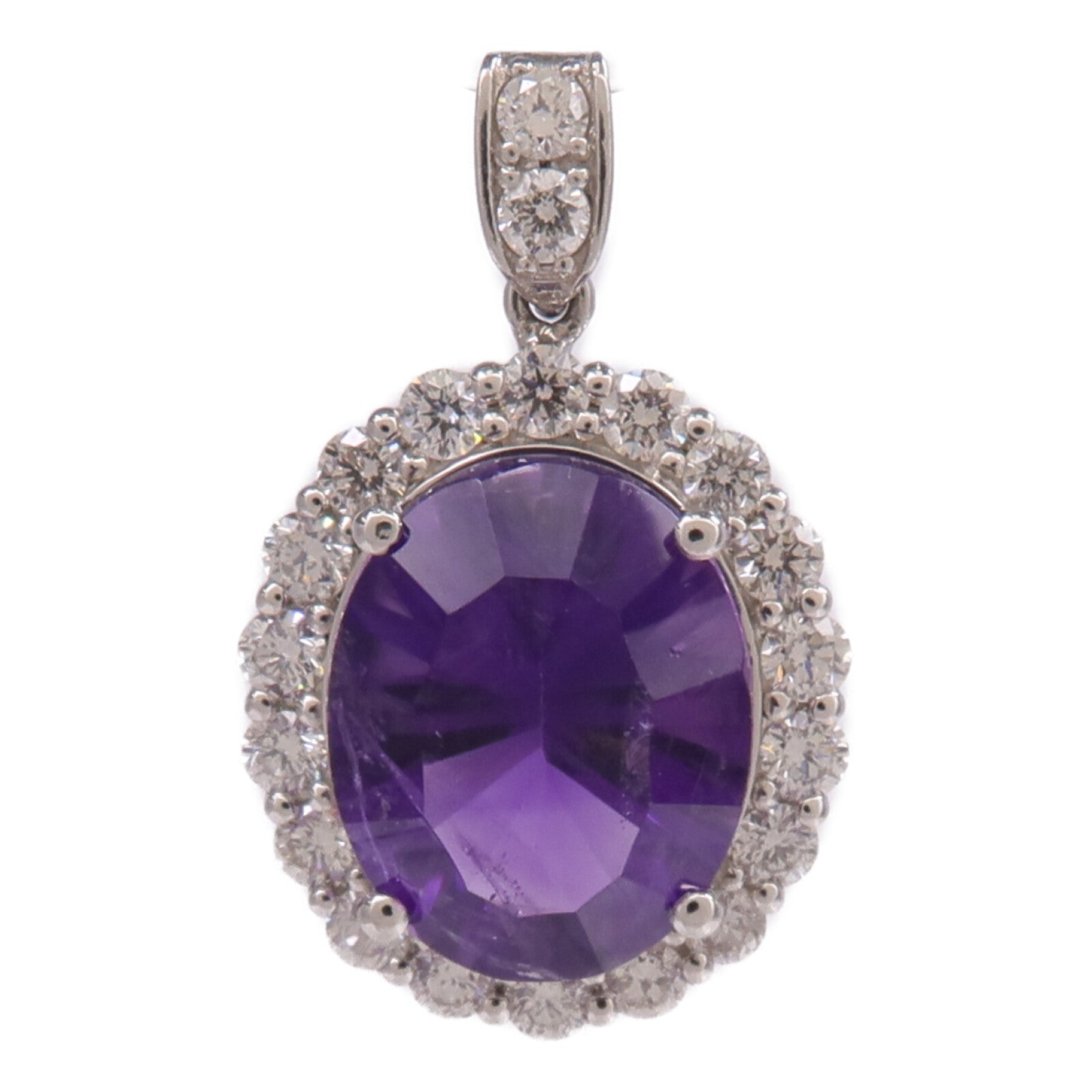 JEWELRY PT950鉑金Amethyst Diamond Pendant Top紫晶/鑽石吊墜