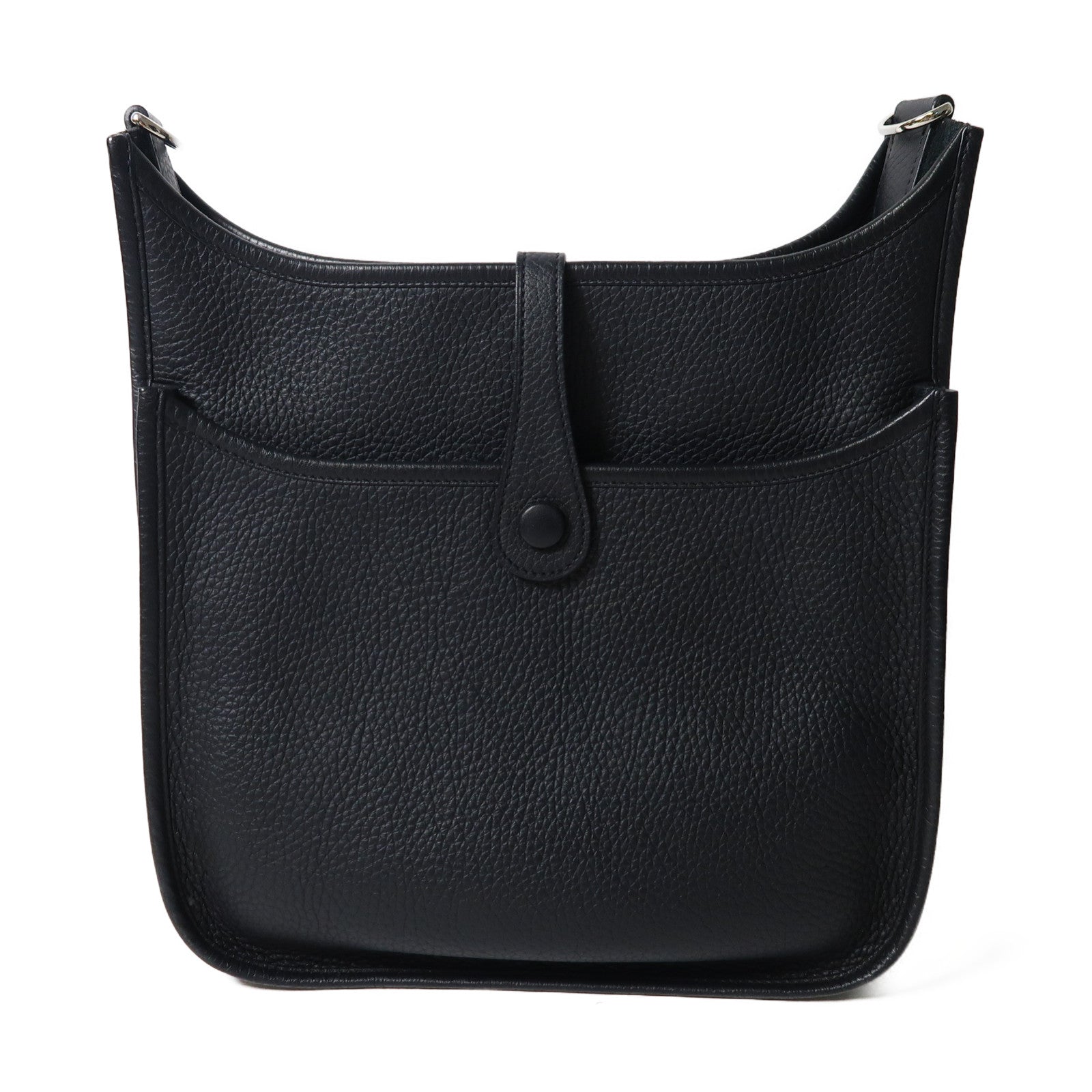 HERMES Clemence皮革Evelyne PM銀扣肩背袋粉紅色