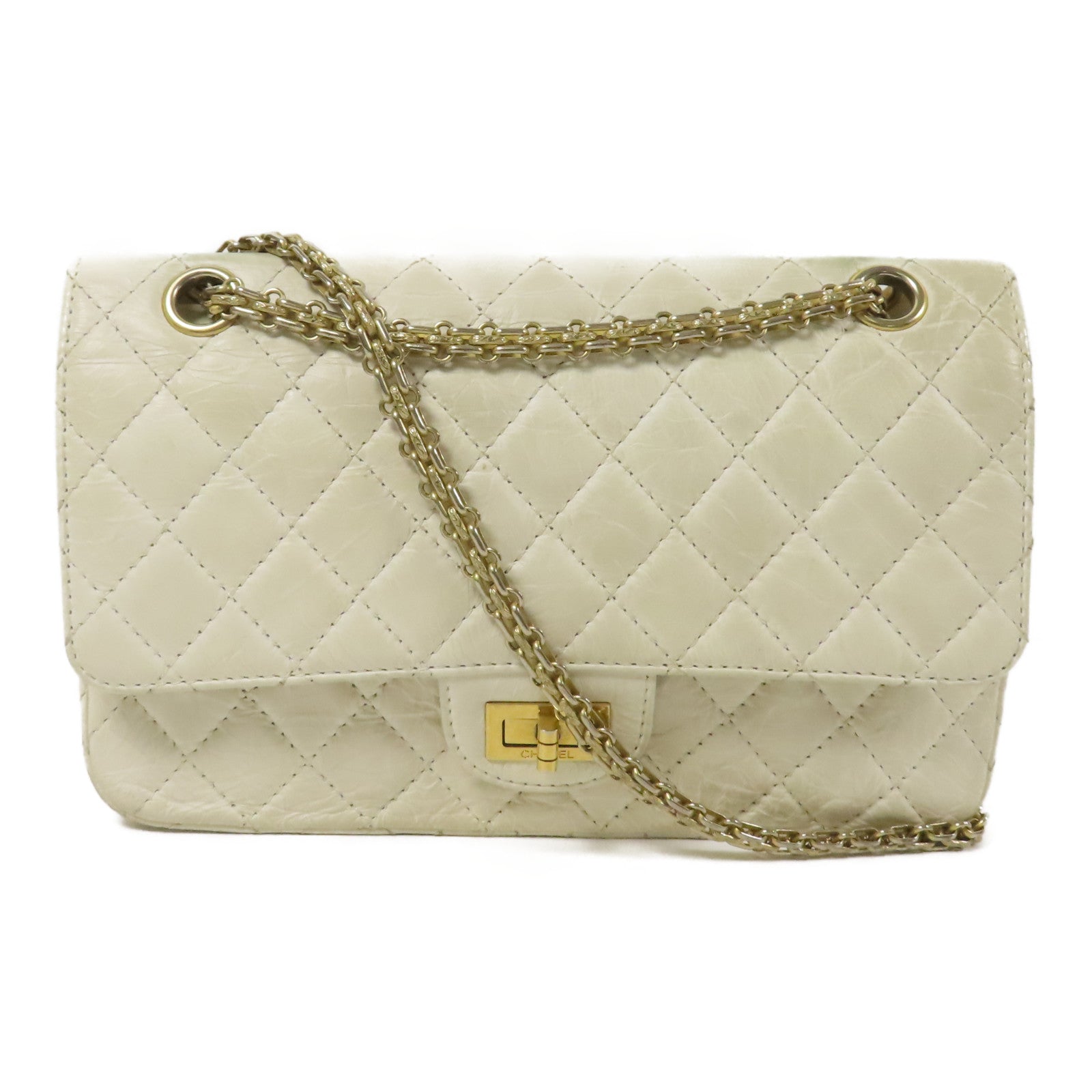 CHANEL 牛皮皮革2.55金扣鏈帶肩背袋