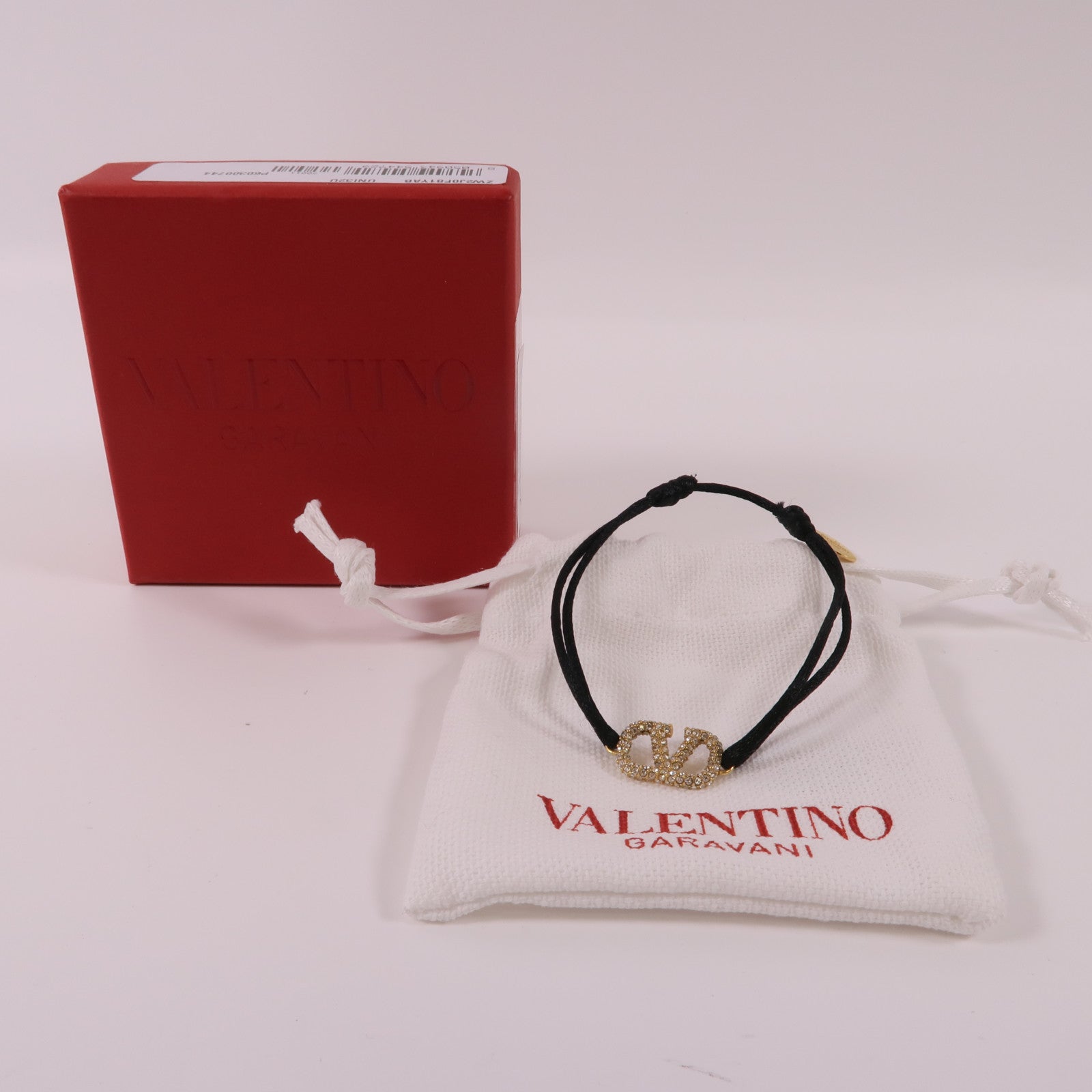 Valentino 聚酯纖維/金屬V Logo Bracelet手繩