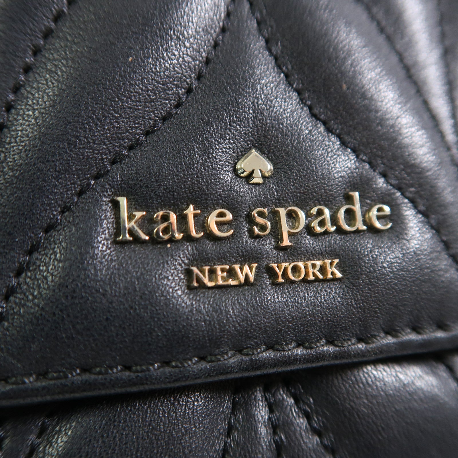 Kate Spade 牛皮皮革Briar Lane Quilted Mini Emelyn金扣鏈帶肩背袋黑色