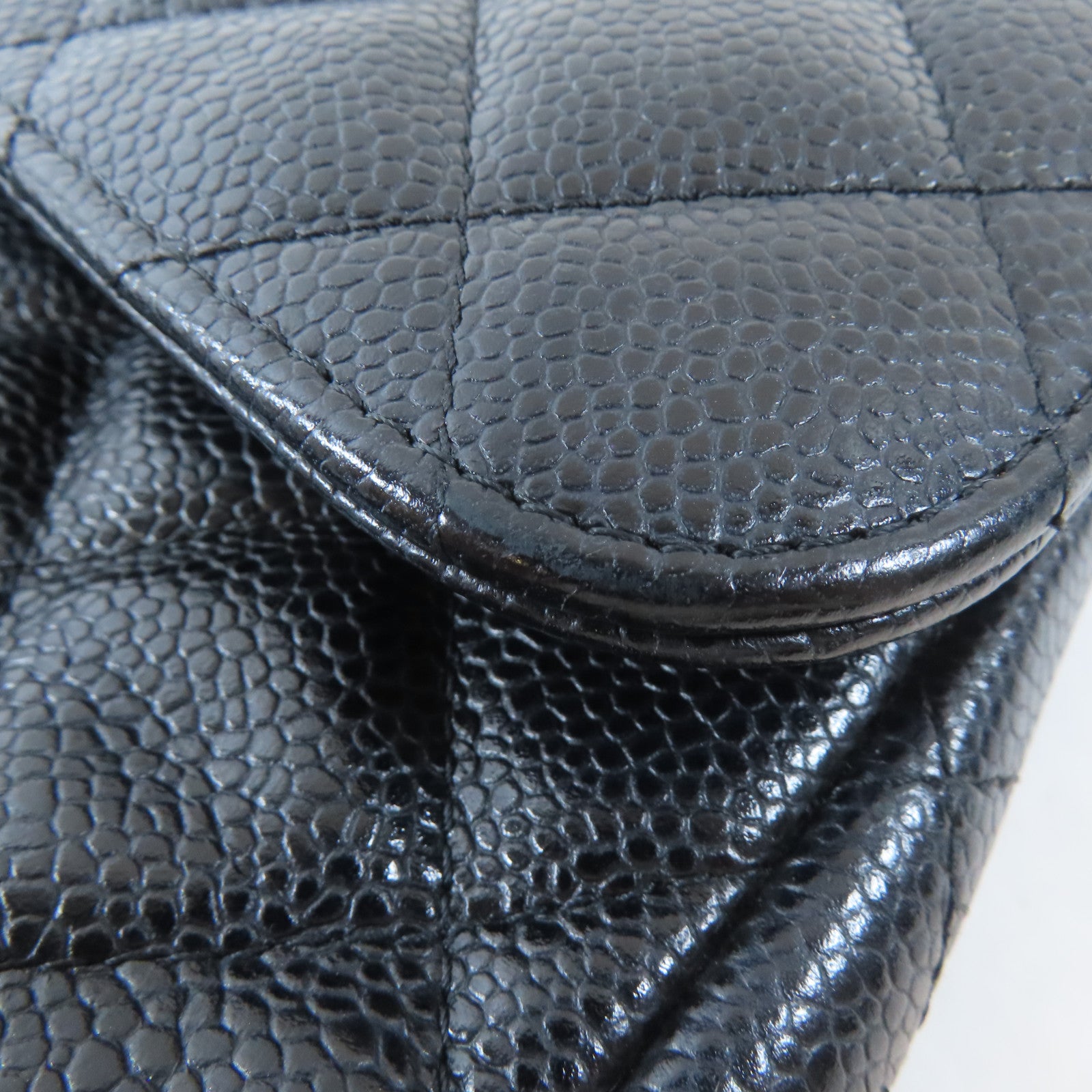 CHANEL 菱格牛皮皮革Jumbo Double Flap Classic Bag銀扣鏈帶肩背袋黑色