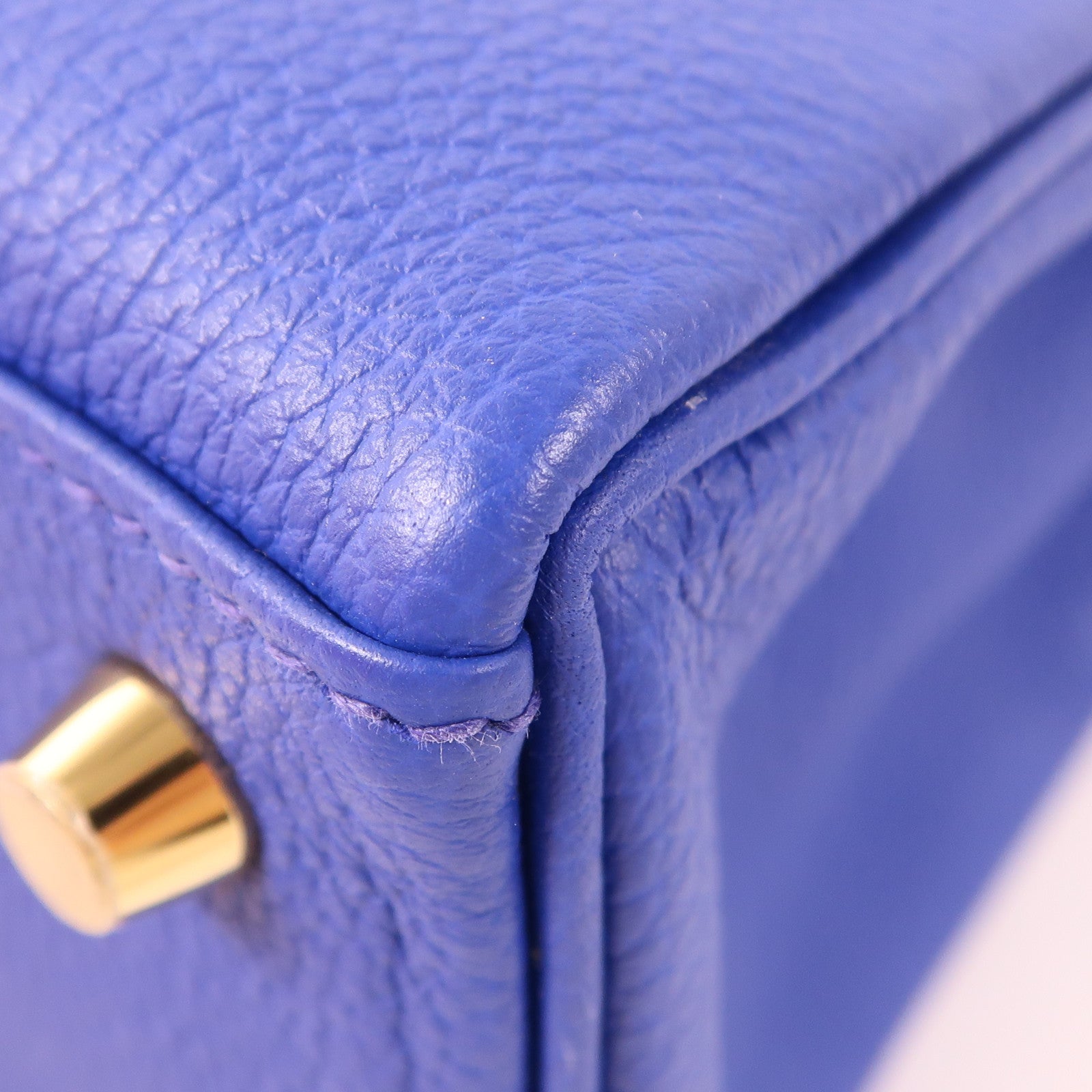 HERMES Togo皮革Kelly 25金扣手挽肩背兩用袋Bleu Royal