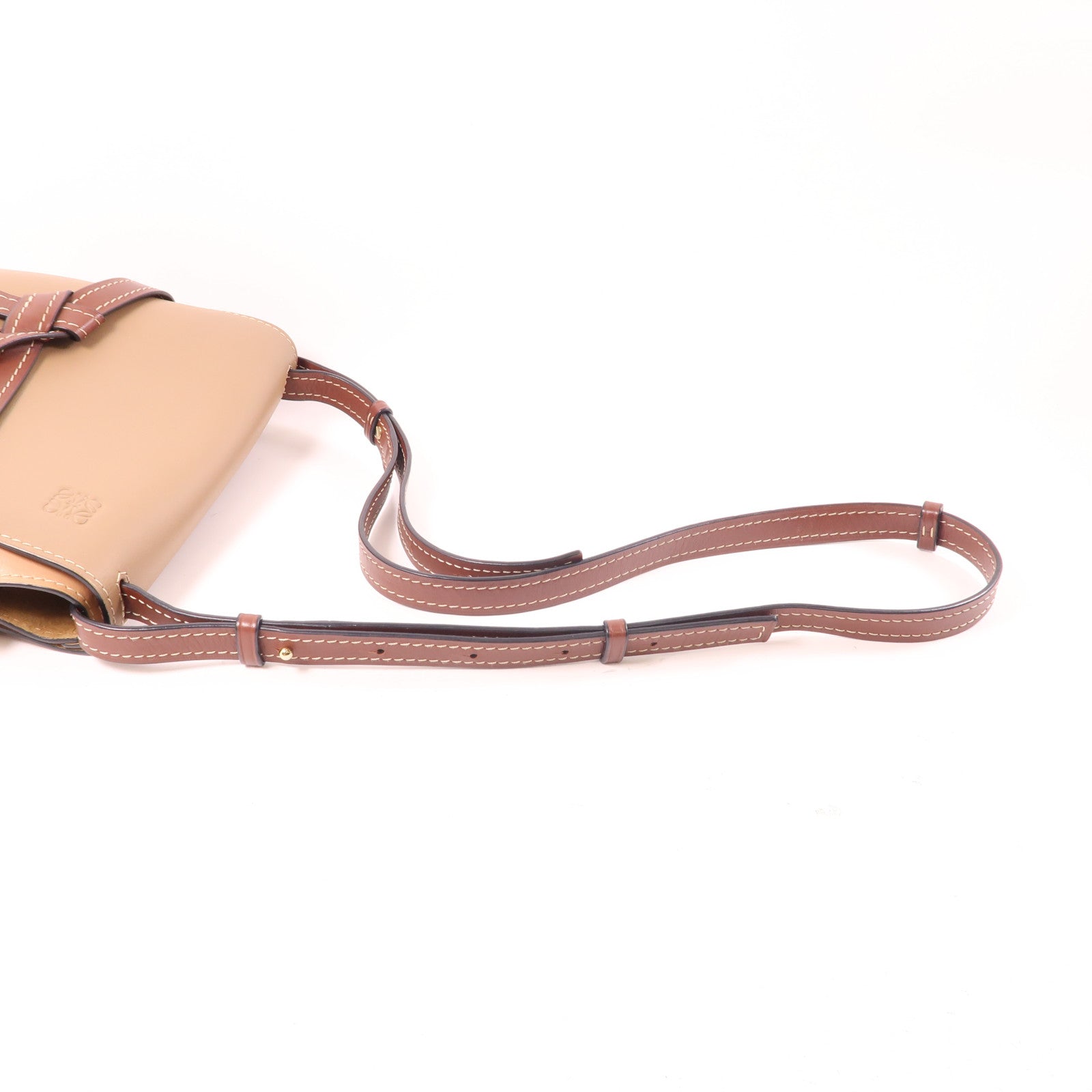 LOEWE 牛皮皮革Gate Shoulder Bag金扣肩背袋棕色