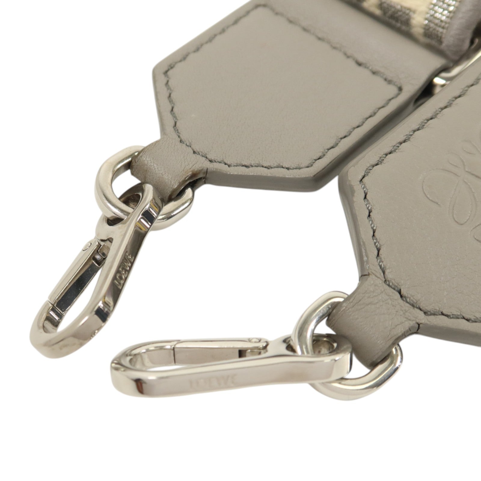 LOEWE 帆布/牛皮皮革Anagram Bag Shoulder Strap銀扣肩帶