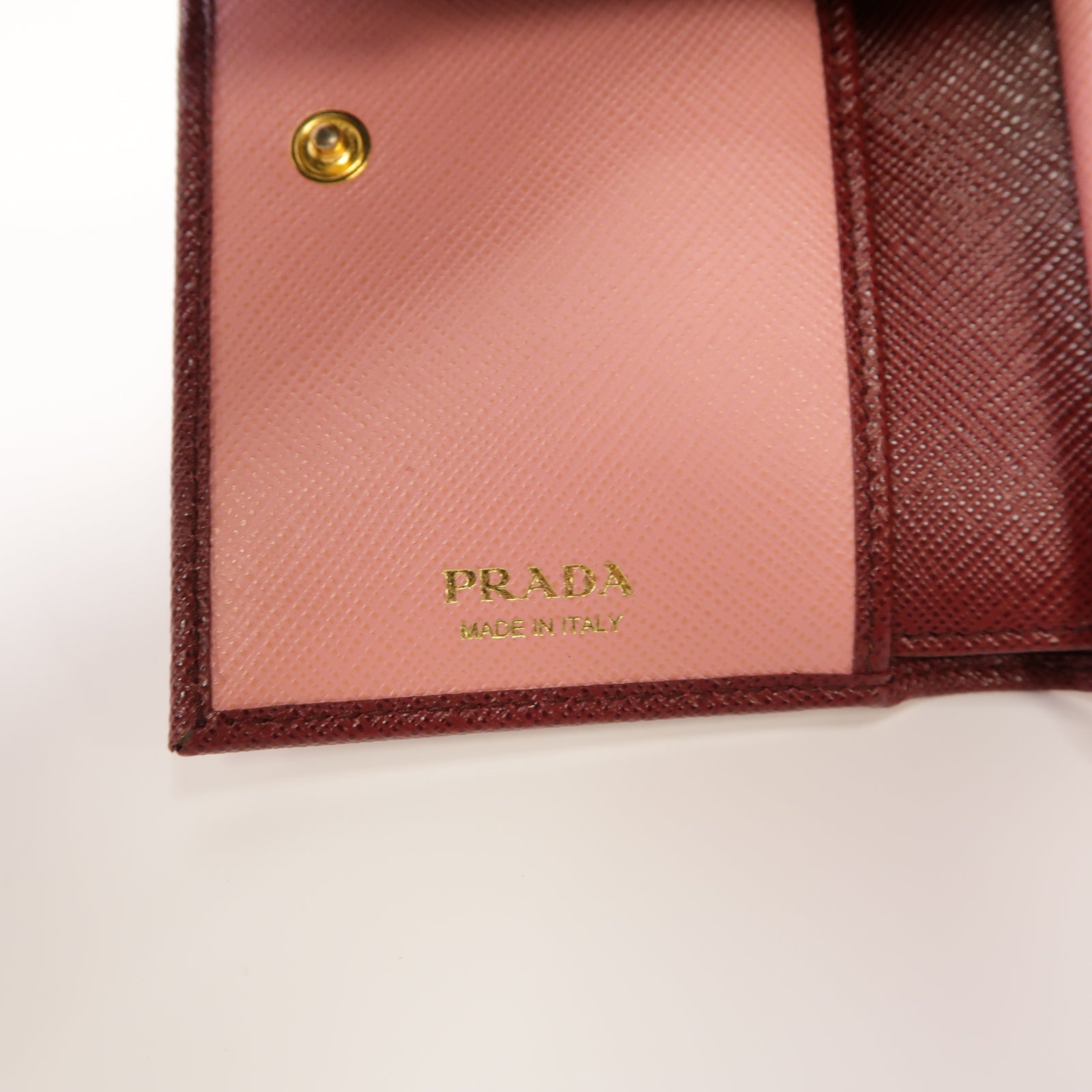 PRADA 牛皮皮革Wallet金扣錢包紅色