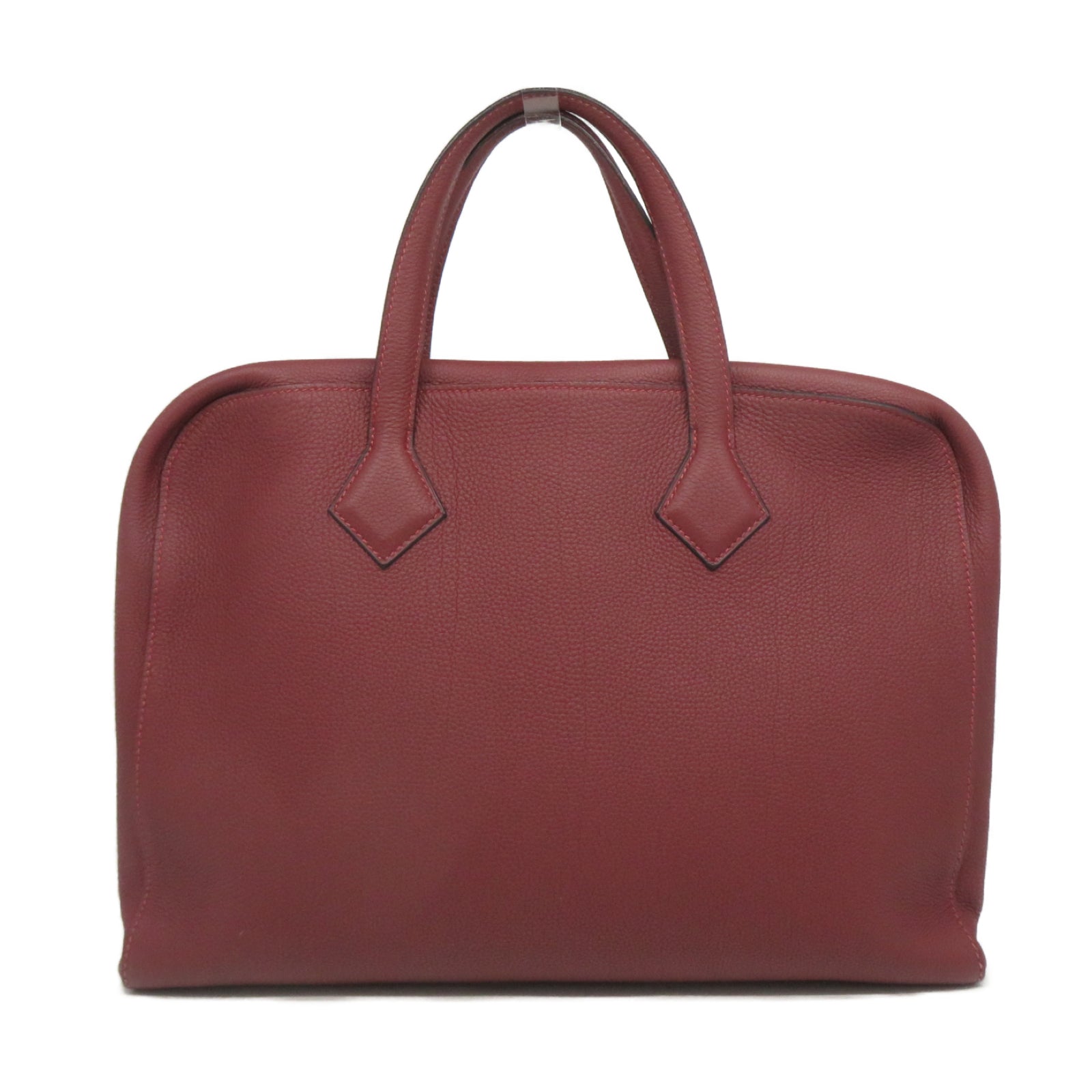 HERMES 【激減優惠】Clemence皮革Victoria Light Briefcase銀扣公事包Rouge深紅色