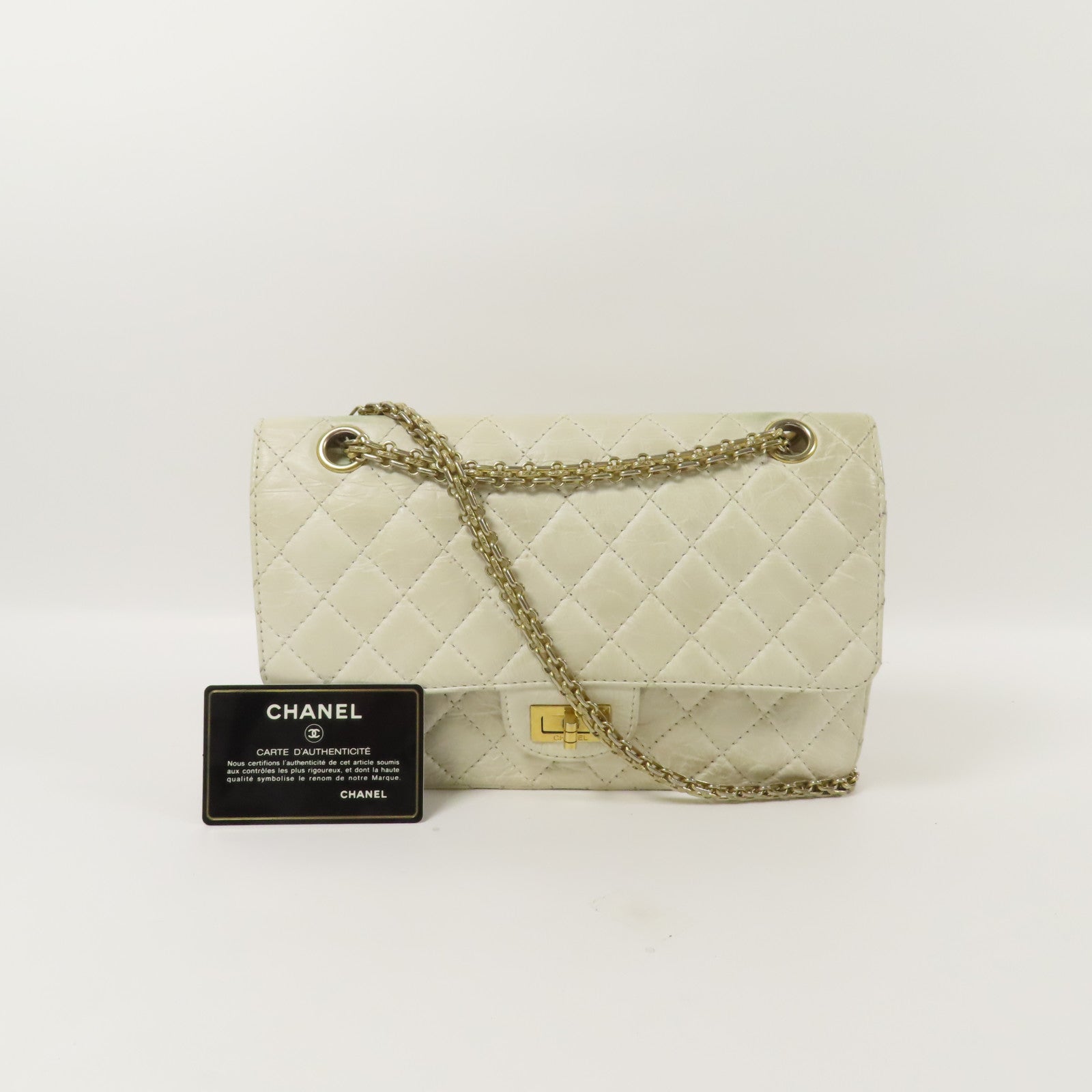 CHANEL 牛皮皮革2.55金扣鏈帶肩背袋