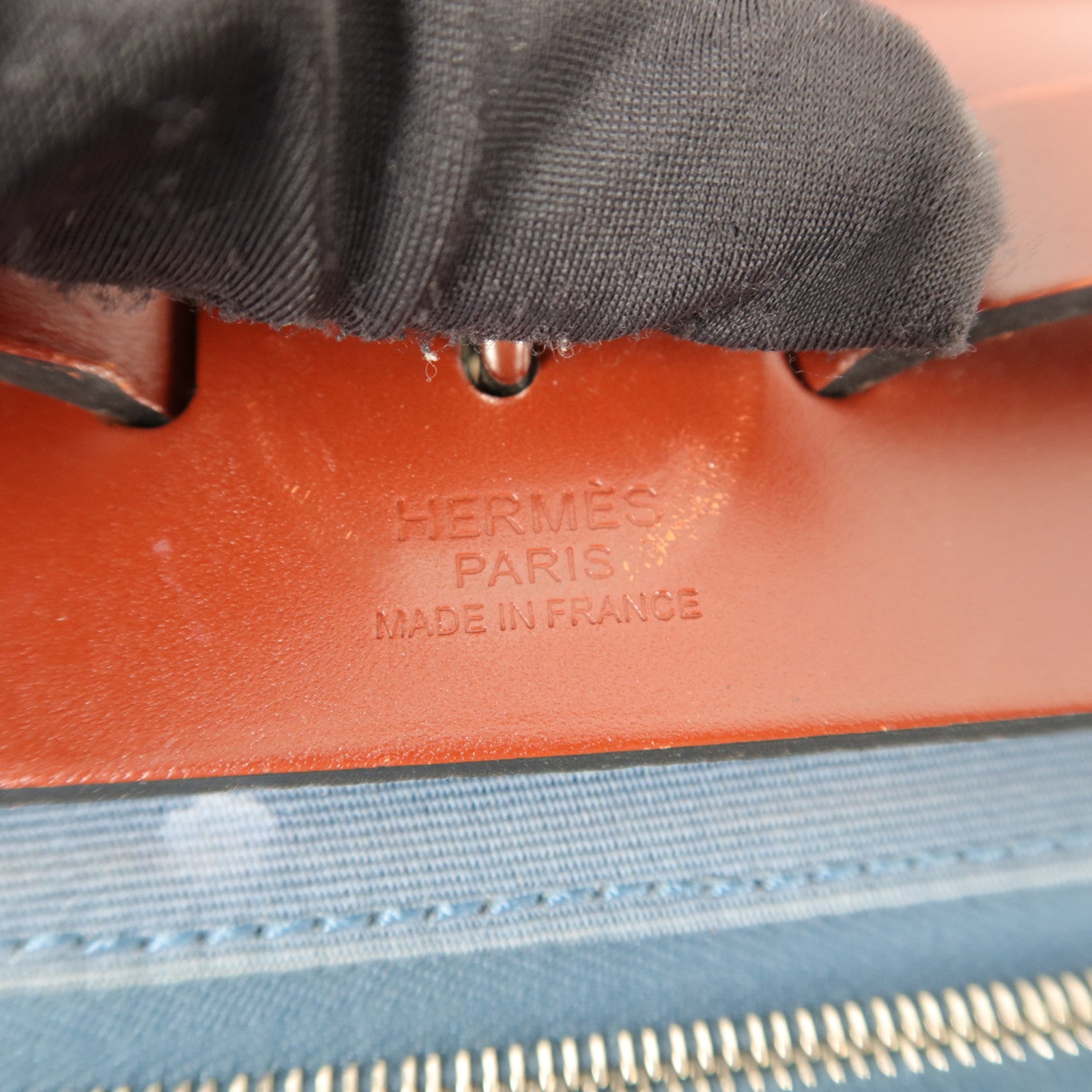 HERMES 帆布Herbag PM手挽肩背兩用袋Bleu Tempete