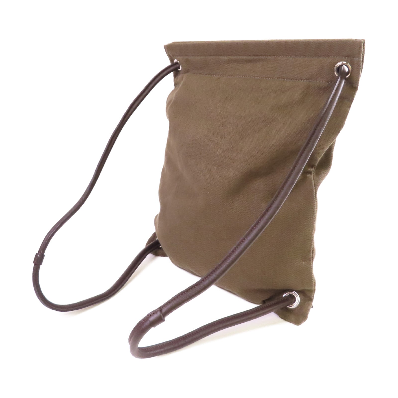 HERMES Toile Chevrons帆布Aline Backpack銀扣背包軍綠色