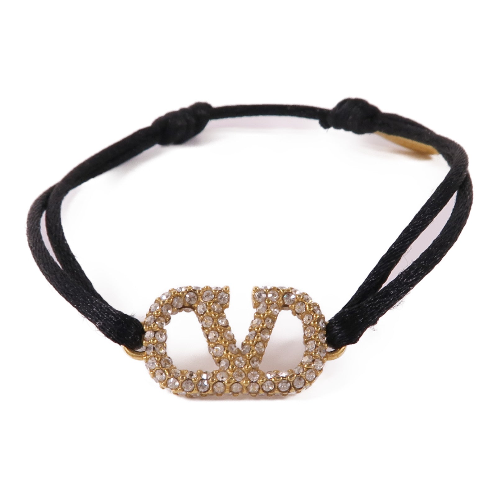 Valentino 聚酯纖維/金屬V Logo Bracelet手繩