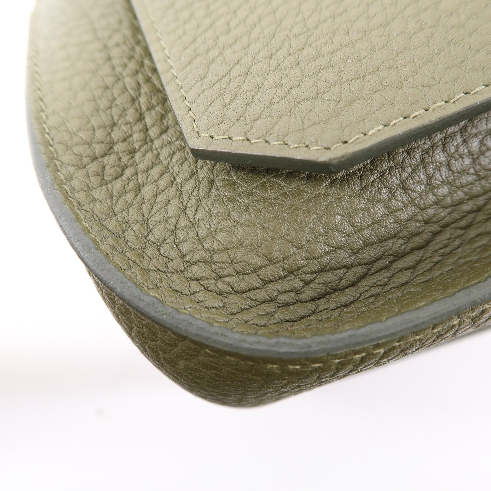 HERMES Clemence皮革Jypsiere 31銀扣肩背袋Vert Veronese綠色