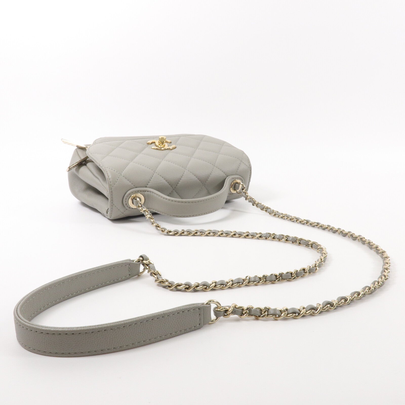 CHANEL 牛皮皮革Bussiness Affinity鏈帶手挽肩背兩用袋