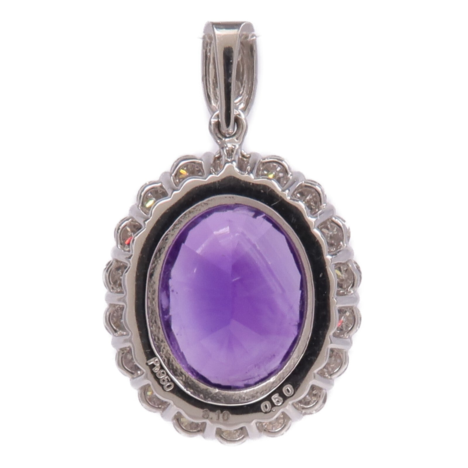 JEWELRY PT950鉑金Amethyst Diamond Pendant Top紫晶/鑽石吊墜