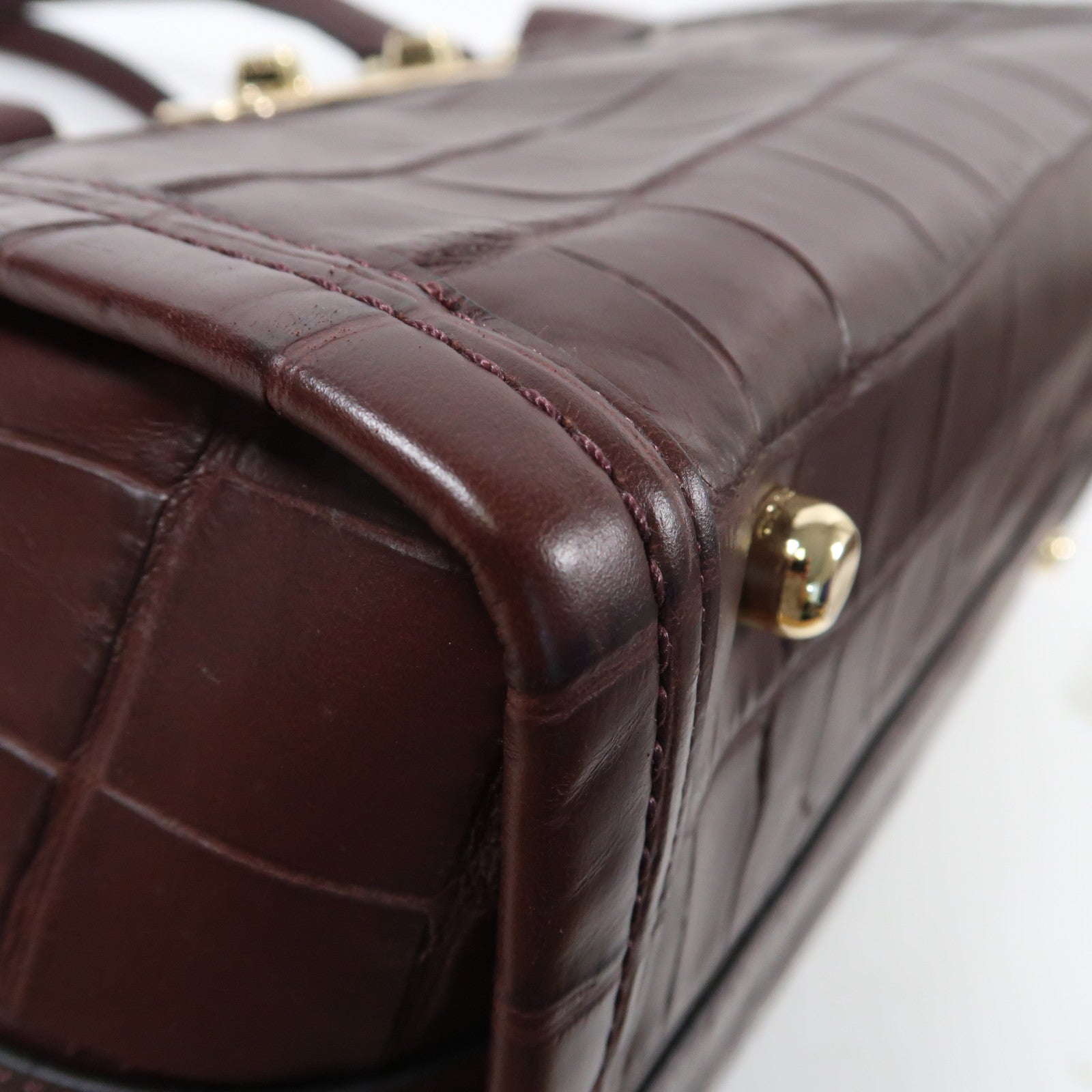 COACH 牛皮皮革2 Way Shoulder Bag銀扣手挽肩背兩用袋酒紅色