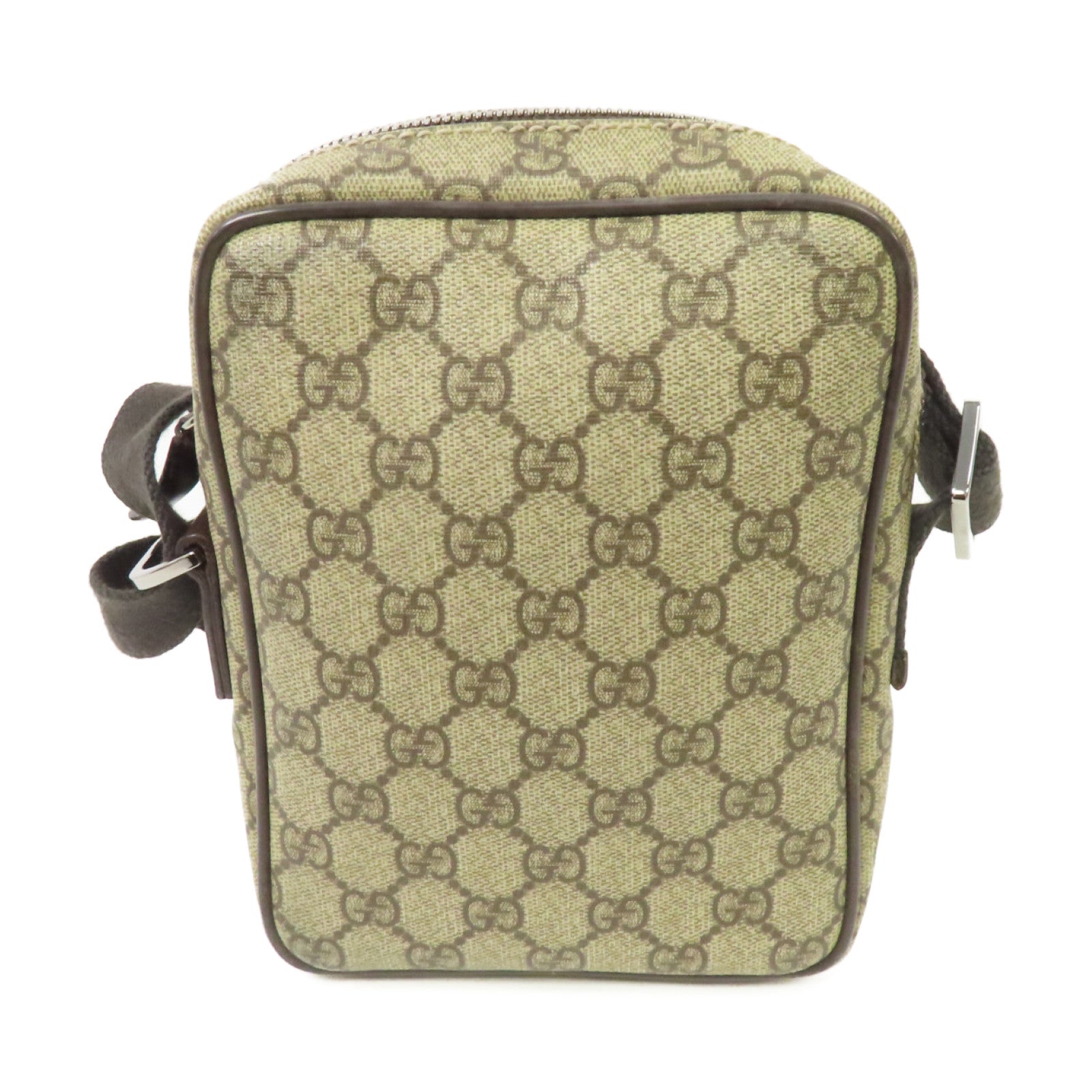 GUCCI 塗層帆布Shoulder Bag銀扣肩背袋啡色