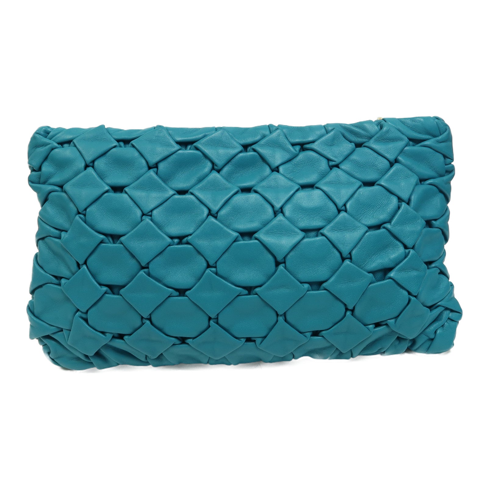 PRADA 羊皮皮革Clutch Bag金扣手拿包綠色