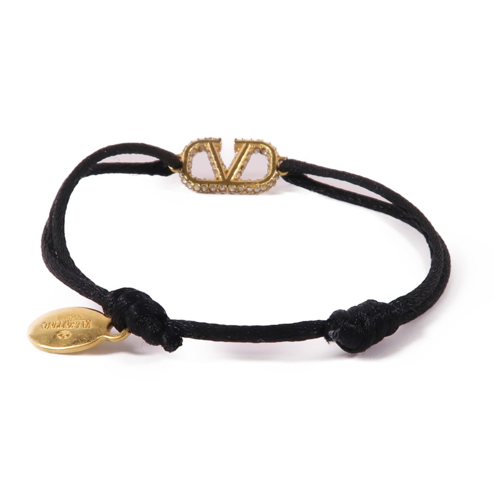 Valentino 聚酯纖維/金屬V Logo Bracelet手繩