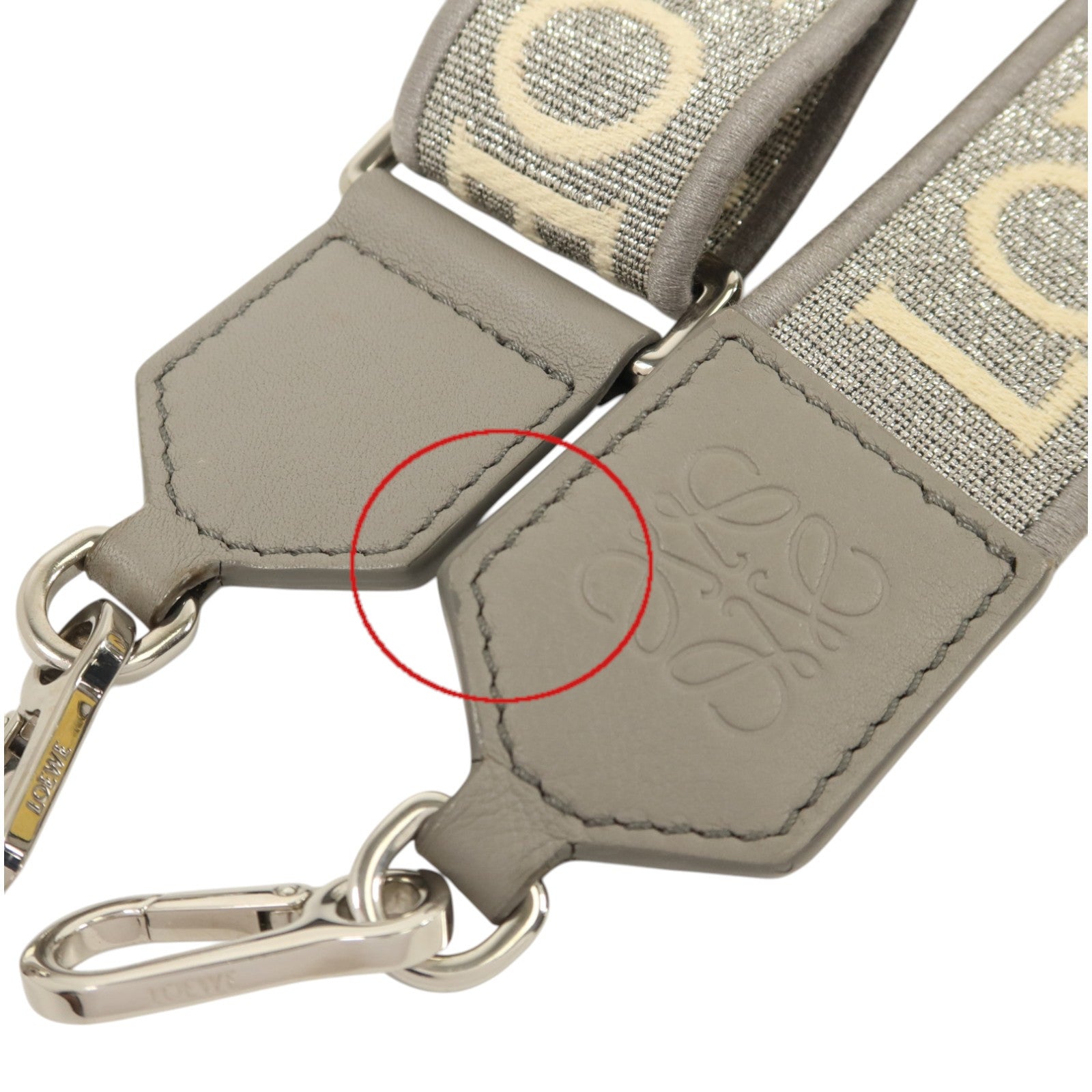 LOEWE 帆布/牛皮皮革Anagram Bag Shoulder Strap銀扣肩帶