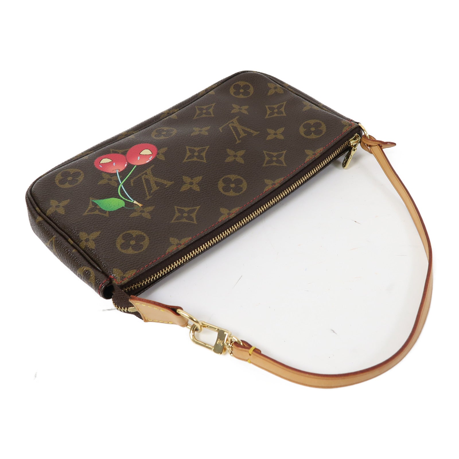 LOUIS VUITTON Monogram Pochette Accessoires金扣手挽袋啡色