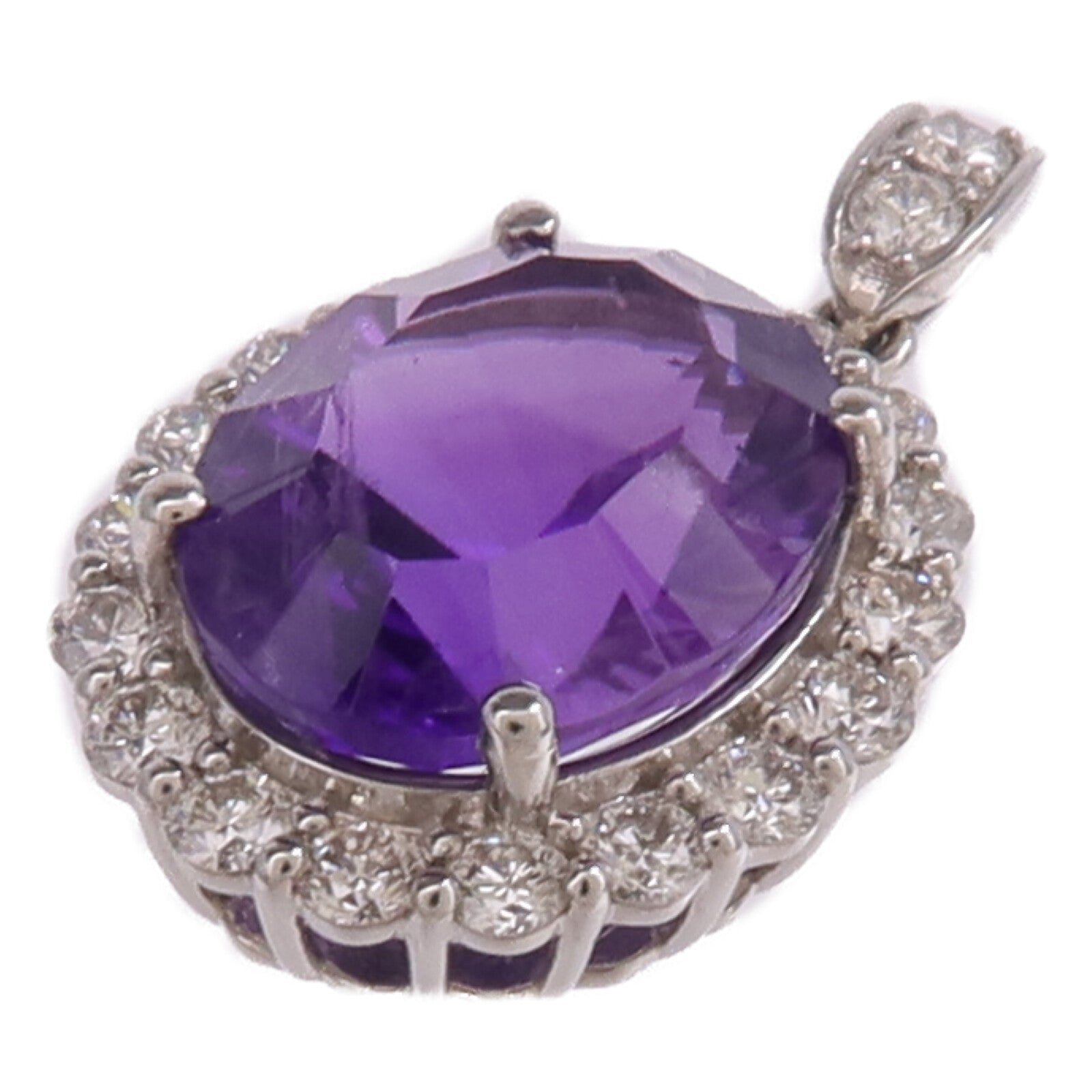 JEWELRY PT950鉑金Amethyst Diamond Pendant Top紫晶/鑽石吊墜