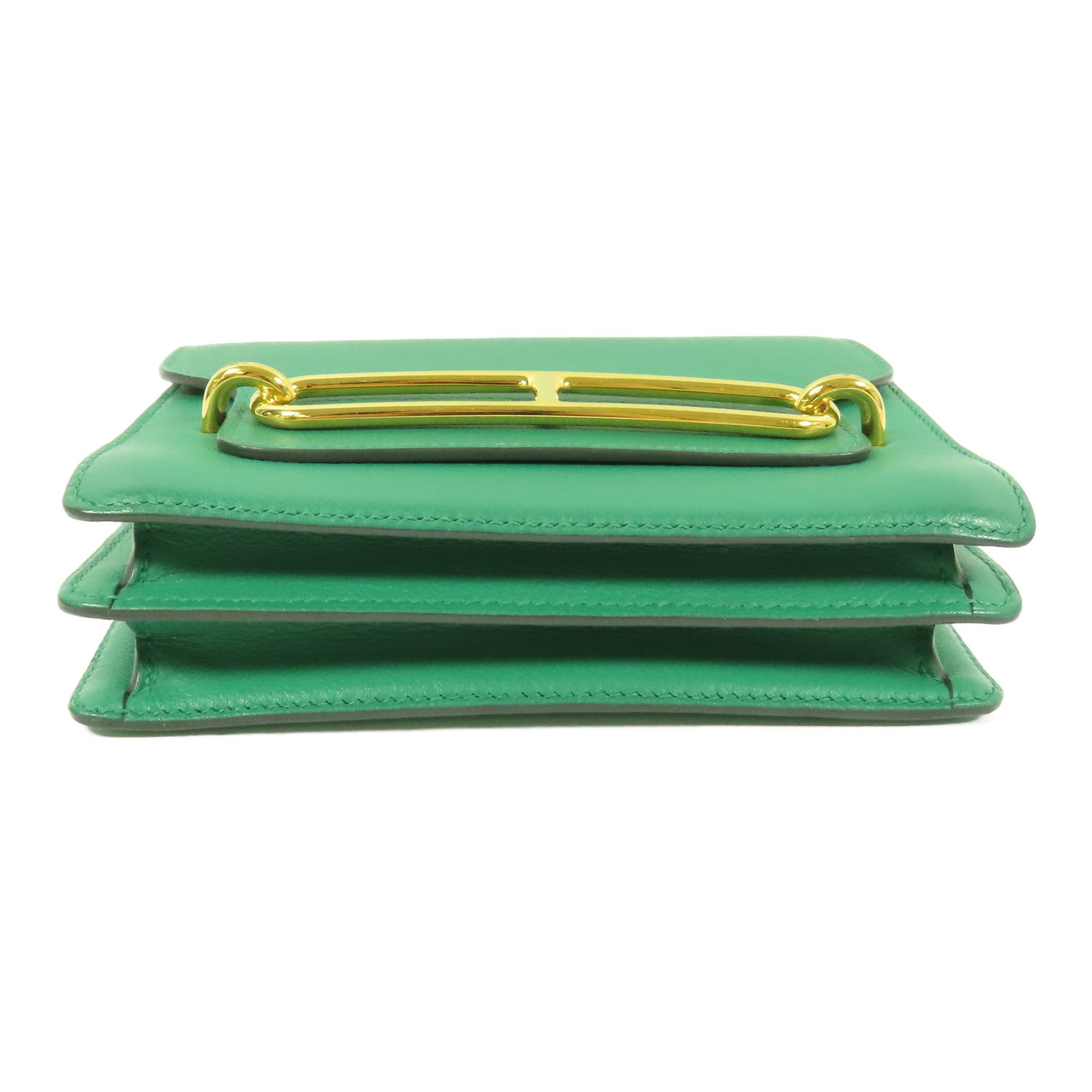 HERMES Clemence皮革Mini Roulis 金扣肩背袋Mentha