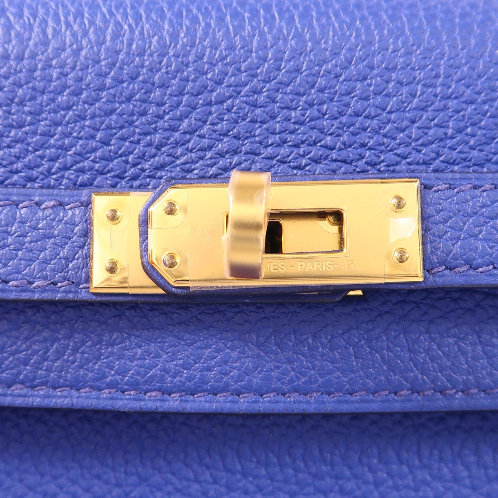 HERMES Togo皮革Kelly 25金扣手挽肩背兩用袋Bleu Royal