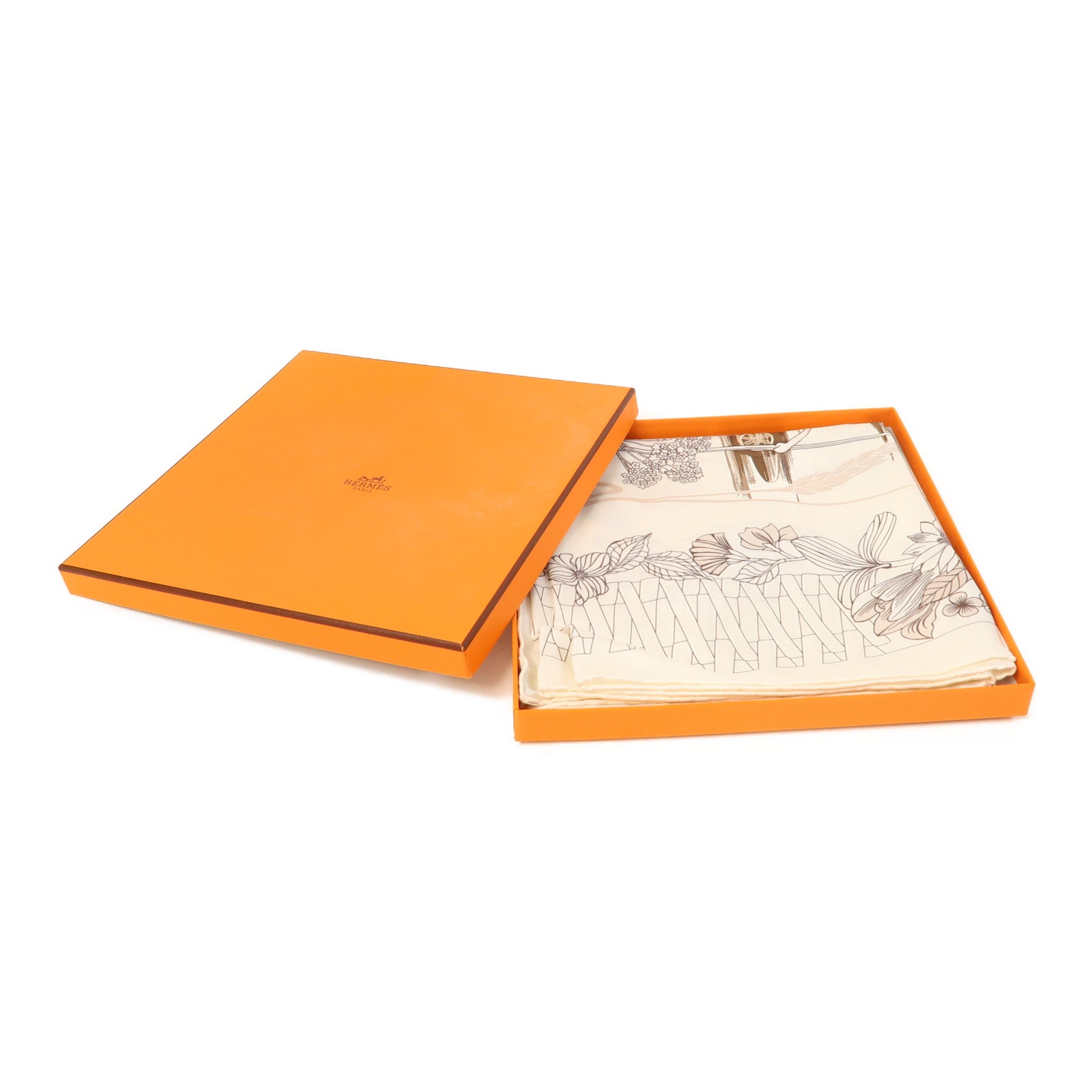 HERMES 絲質Scarf 90x90絲巾白色