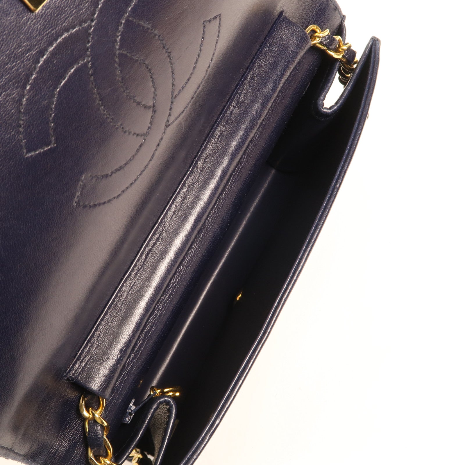 CHANEL 羊皮皮革Chain Shoulder金扣鏈帶肩背袋