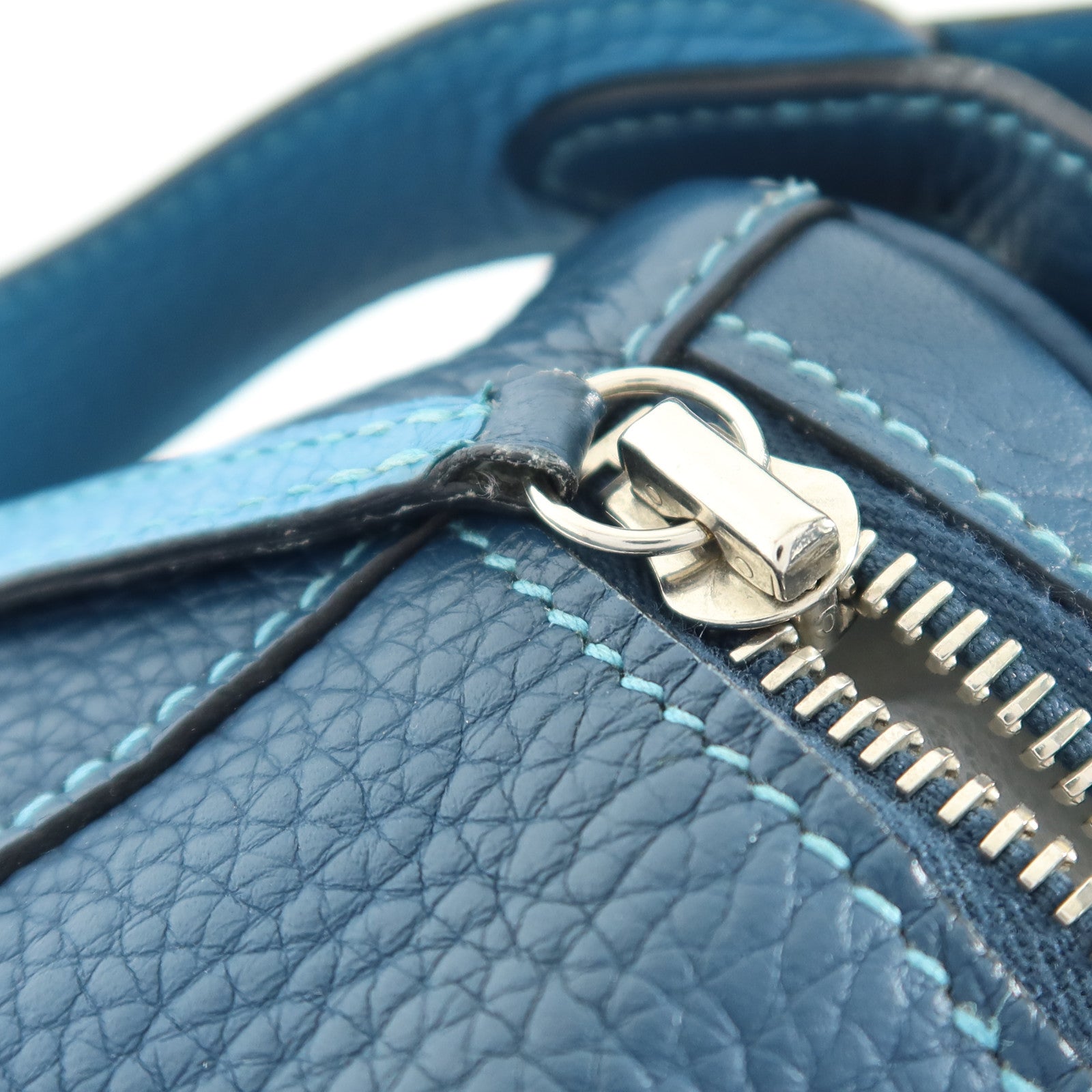 HERMES Clemence皮革Lindy 30銀扣手挽肩背兩用袋Turquoise/Colvert