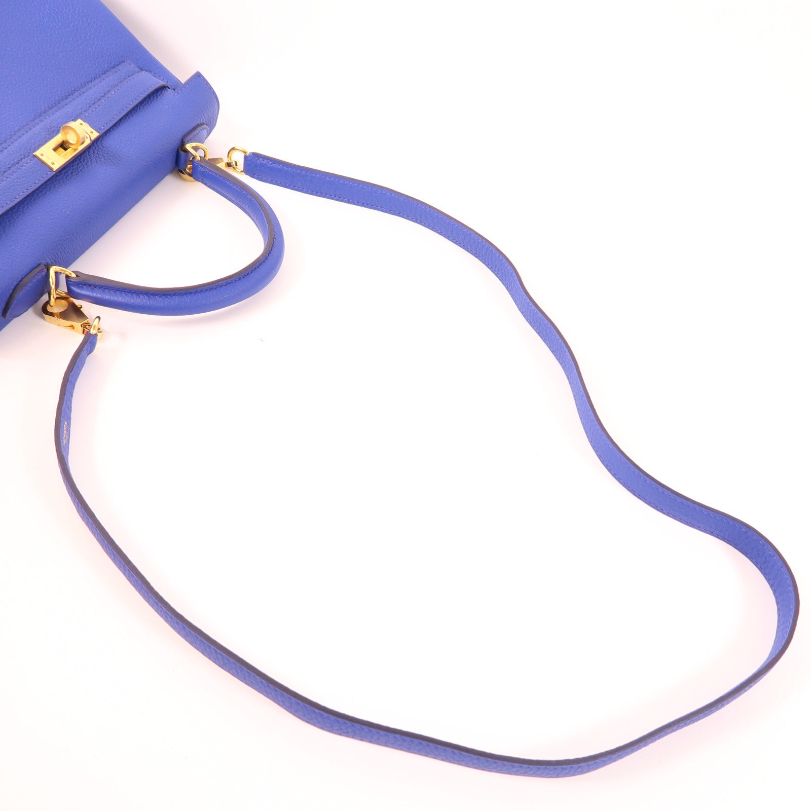 HERMES Togo皮革Kelly 25金扣手挽肩背兩用袋Bleu Royal