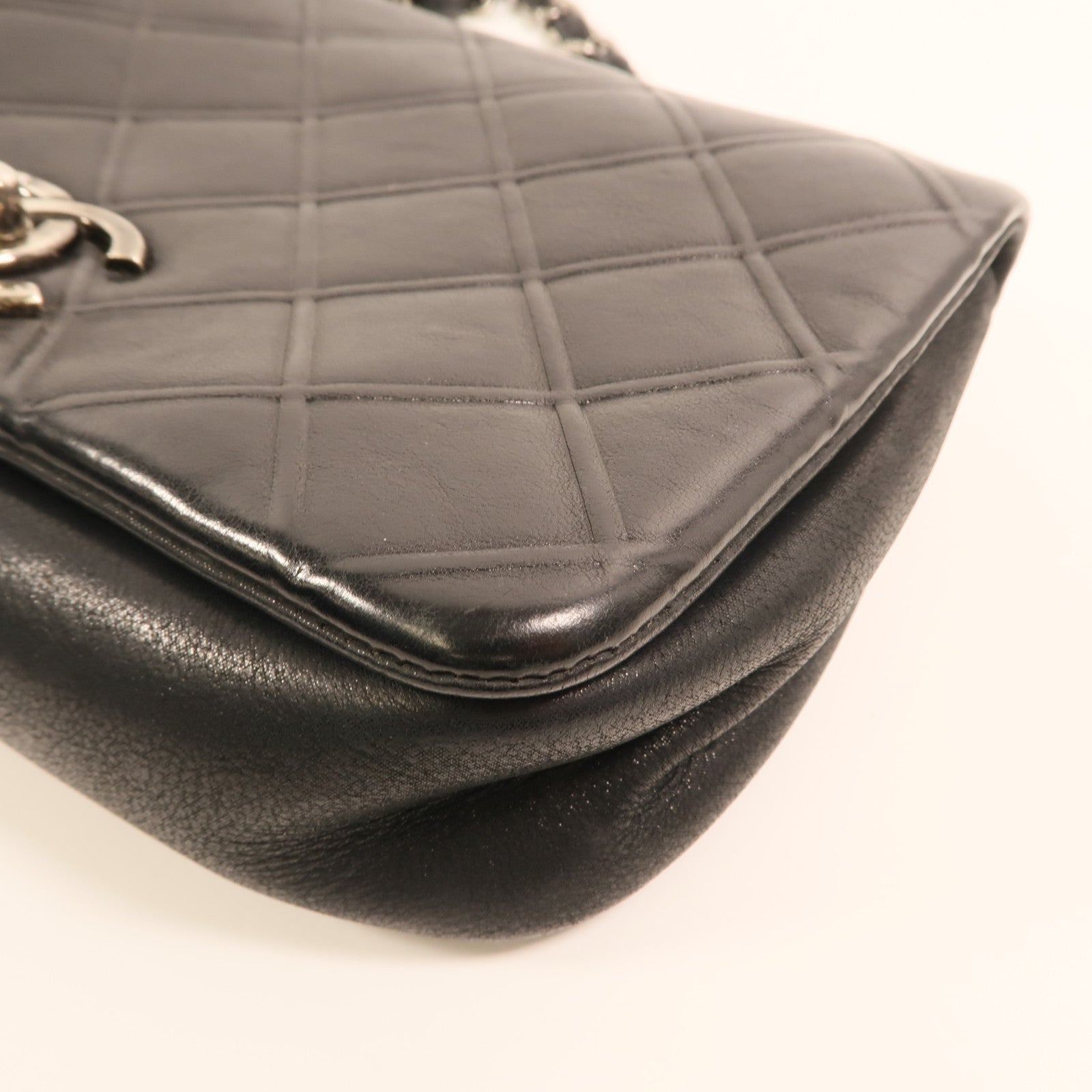 CHANEL 牛皮皮革Chain Shoulder銀扣鏈帶肩背袋