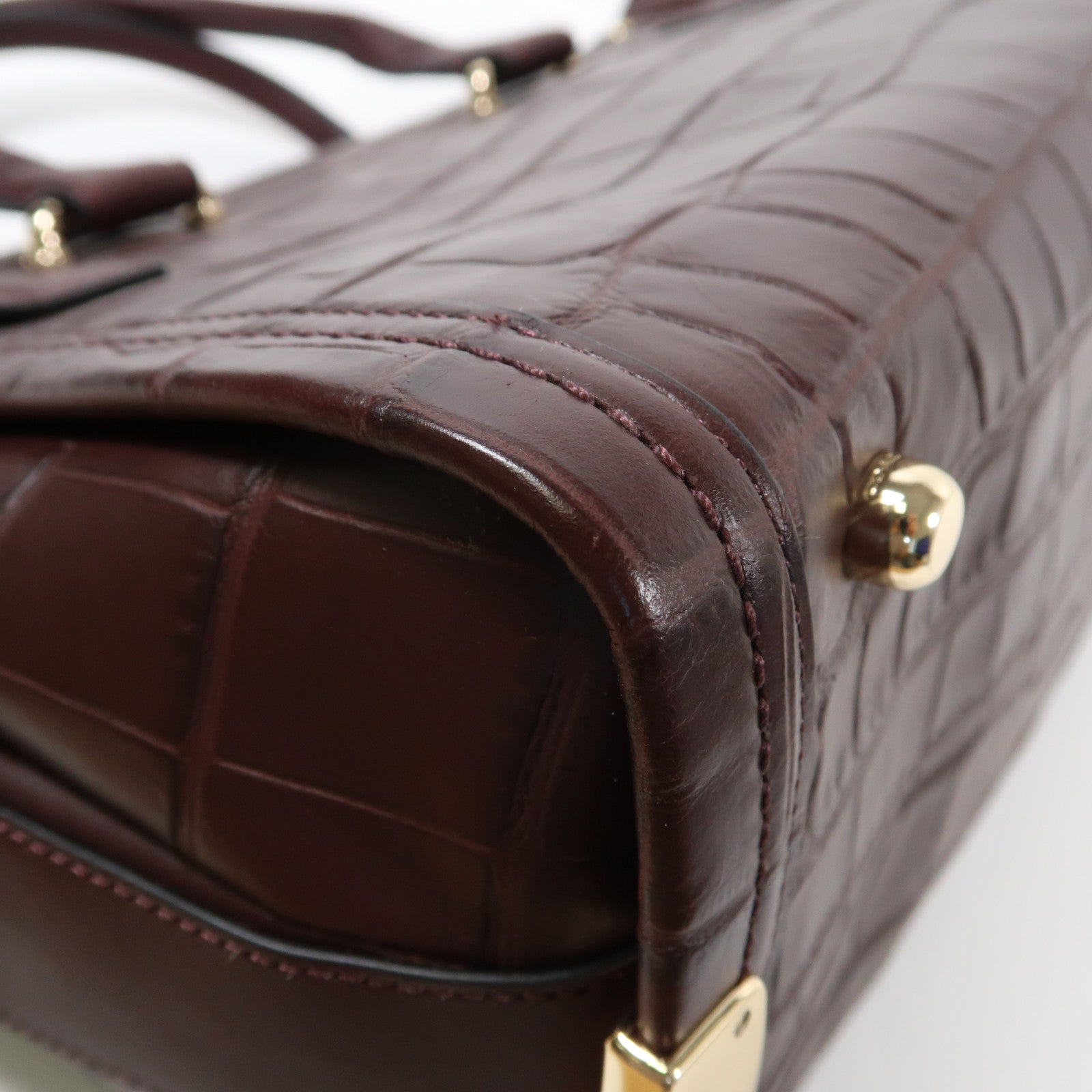 COACH 牛皮皮革2 Way Shoulder Bag銀扣手挽肩背兩用袋酒紅色