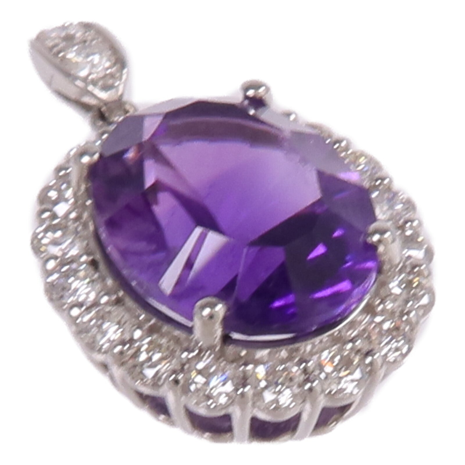 JEWELRY PT950鉑金Amethyst Diamond Pendant Top紫晶/鑽石吊墜