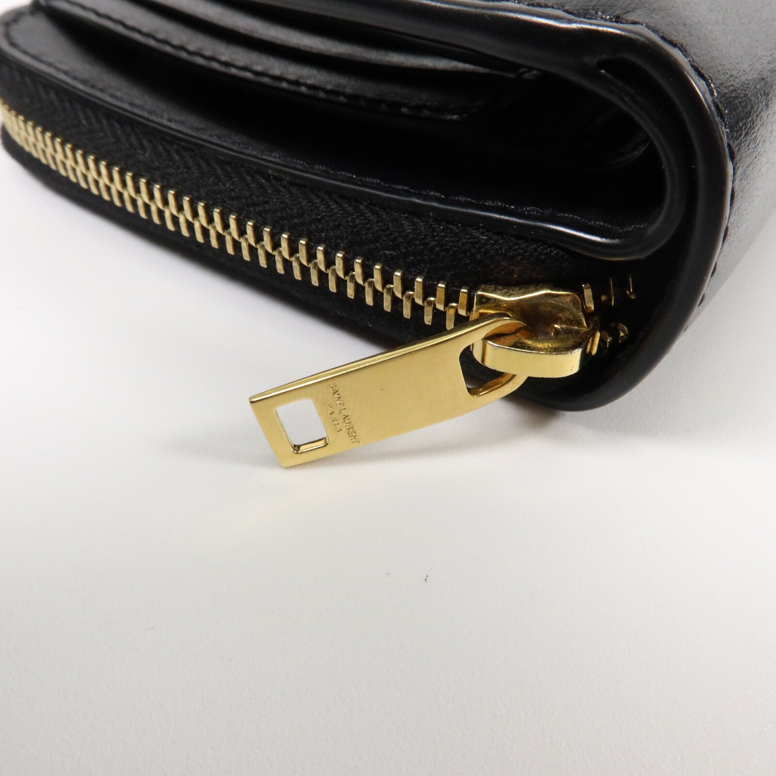 SAINT LAURENT 牛皮皮革Tiny Cassandre Zip Wallet錢包
