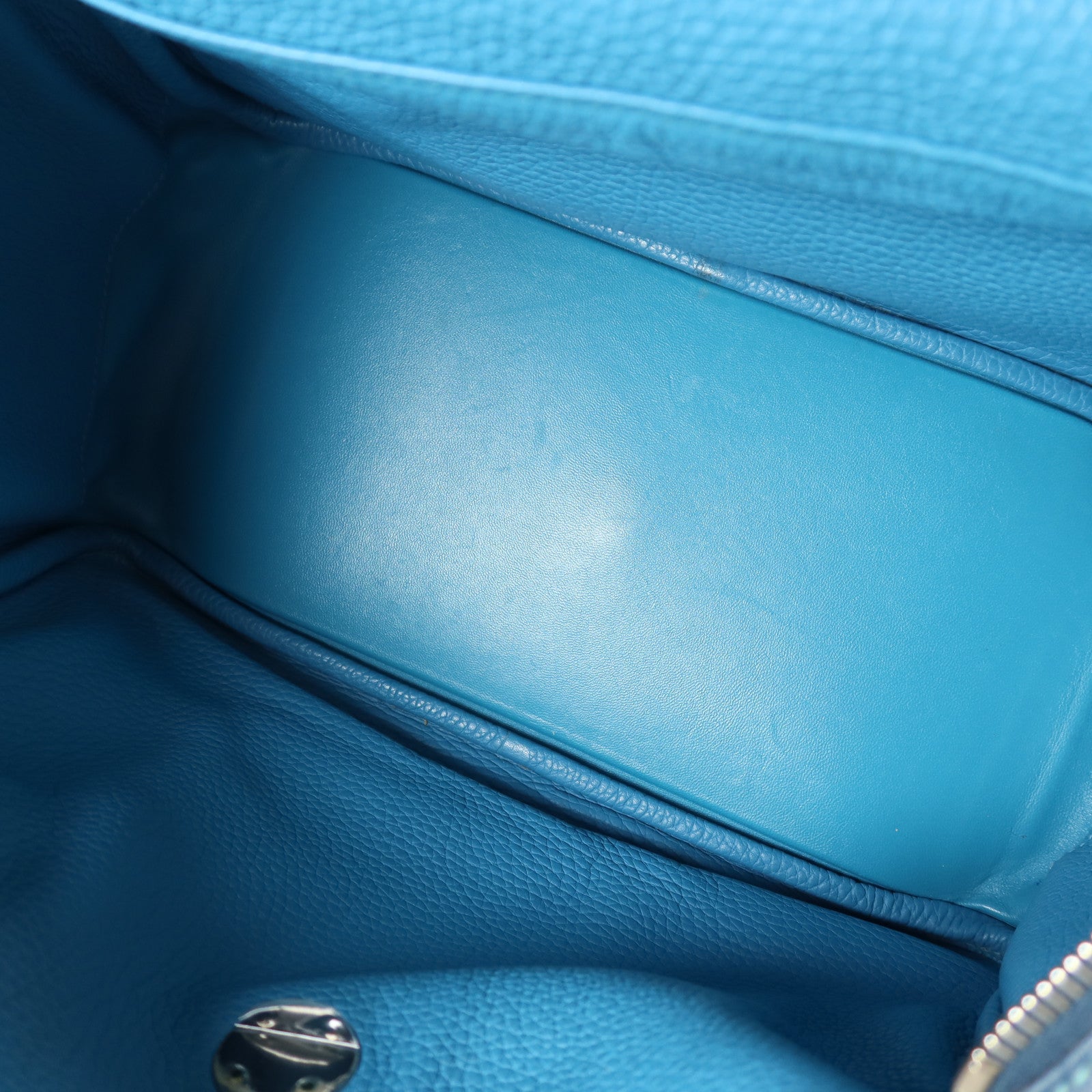HERMES Clemence皮革Lindy 30銀扣手挽肩背兩用袋Turquoise/Colvert
