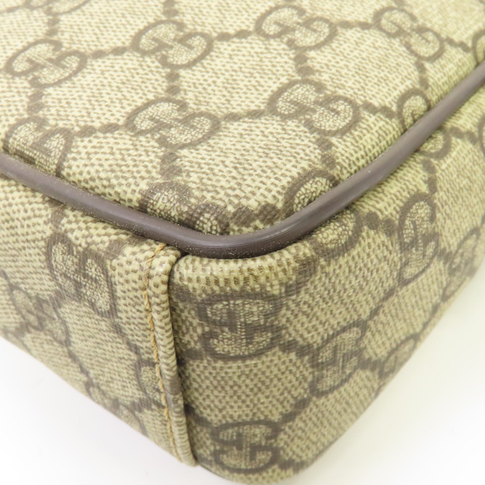 GUCCI 塗層帆布Shoulder Bag銀扣肩背袋啡色