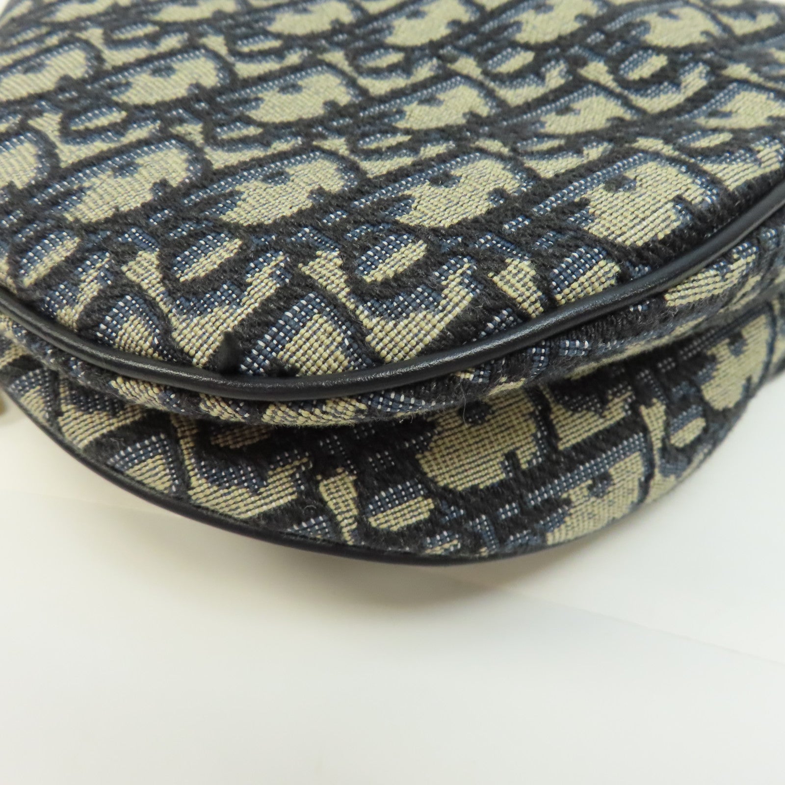 Dior 帆布Saddle Bag金扣手挽袋藍色