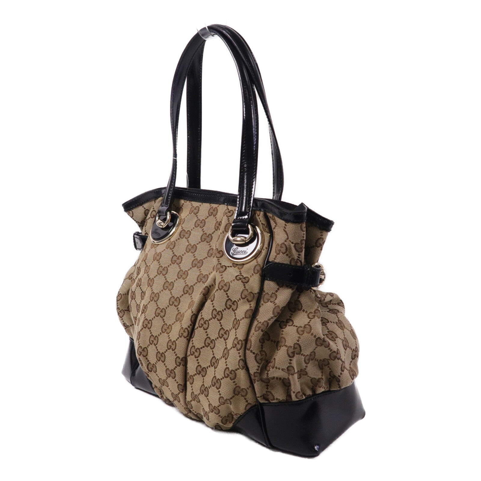 GUCCI 帆布/漆皮皮革Hand Bag手挽袋