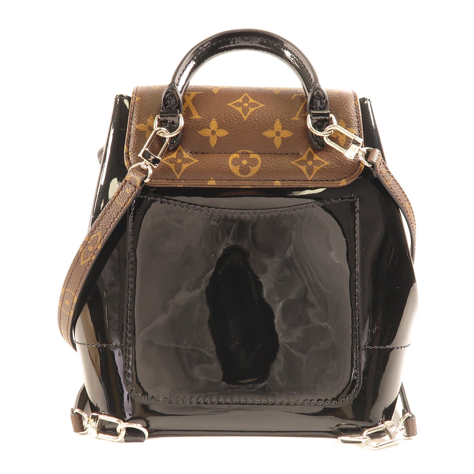 LOUIS VUITTON LV SHW Hot Springs Backpack M55769 Monogram Vernis Brown Black
