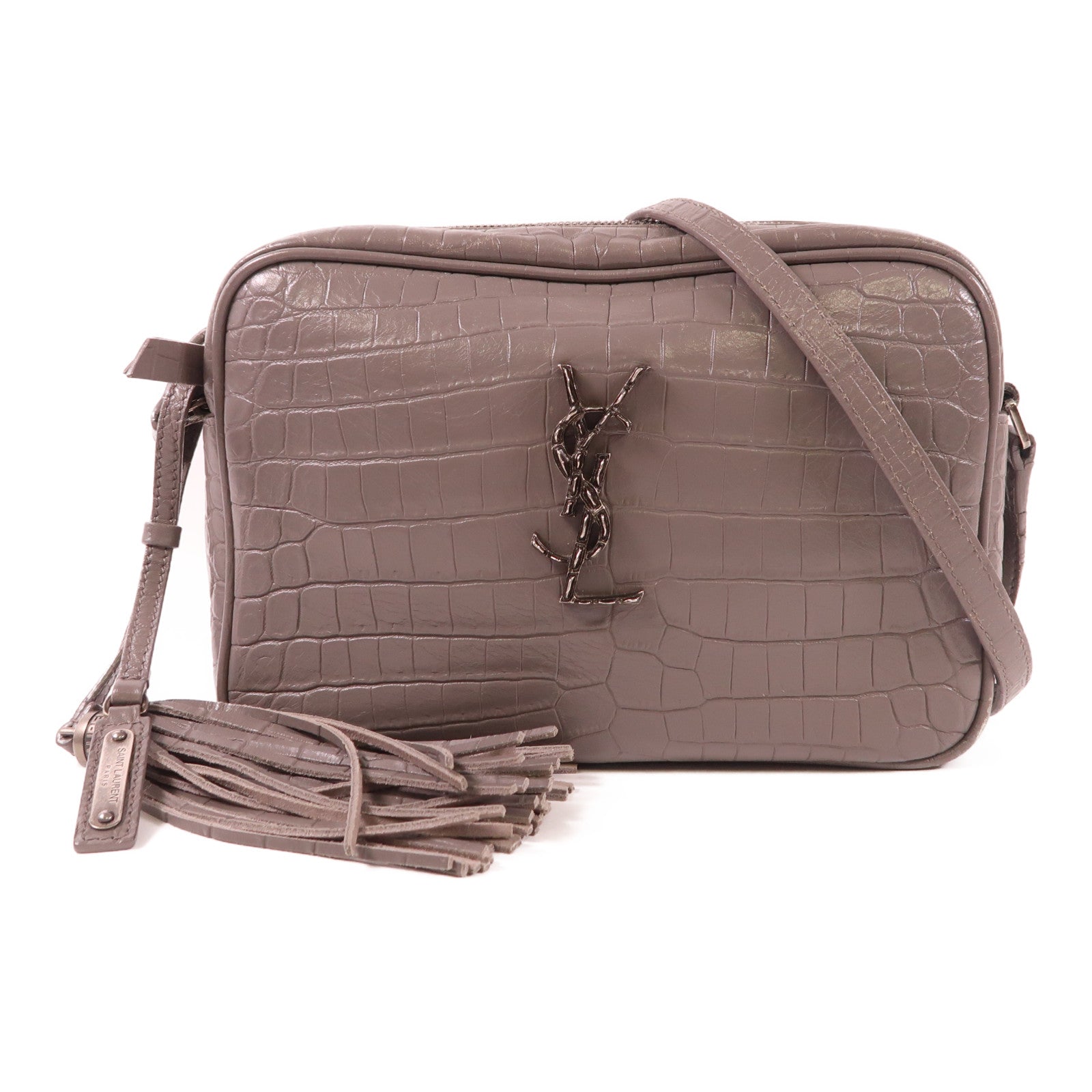 SAINT LAURENT 牛皮皮革Shoulder Bag銀扣肩背袋