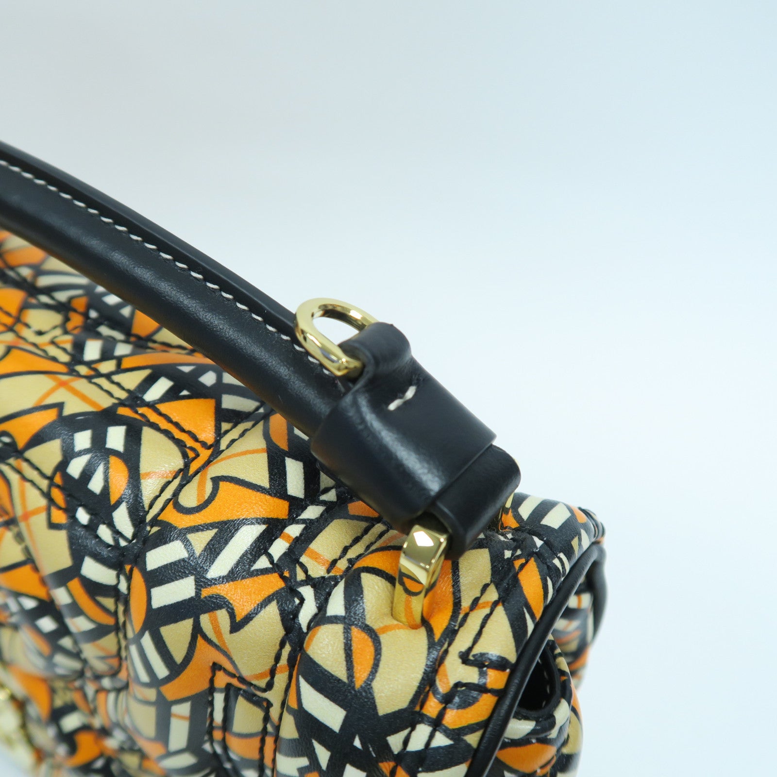 BURBERRY 羊皮皮革2 Way Shoulder Bag金扣手挽肩背兩用袋橙色/黑色