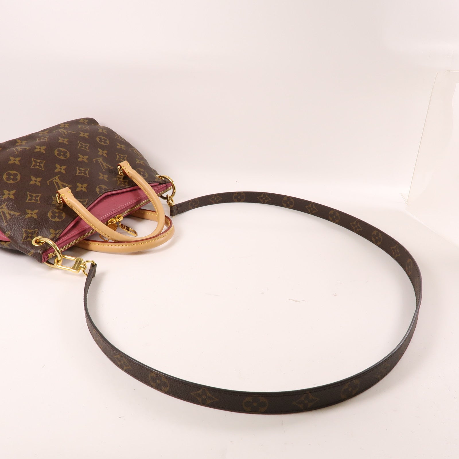 LOUIS VUITTON Monogram Pallas BB金扣手挽肩背兩用袋棕色/紅色
