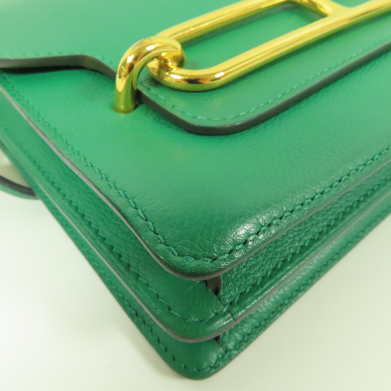 HERMES Clemence皮革Mini Roulis 金扣肩背袋Mentha