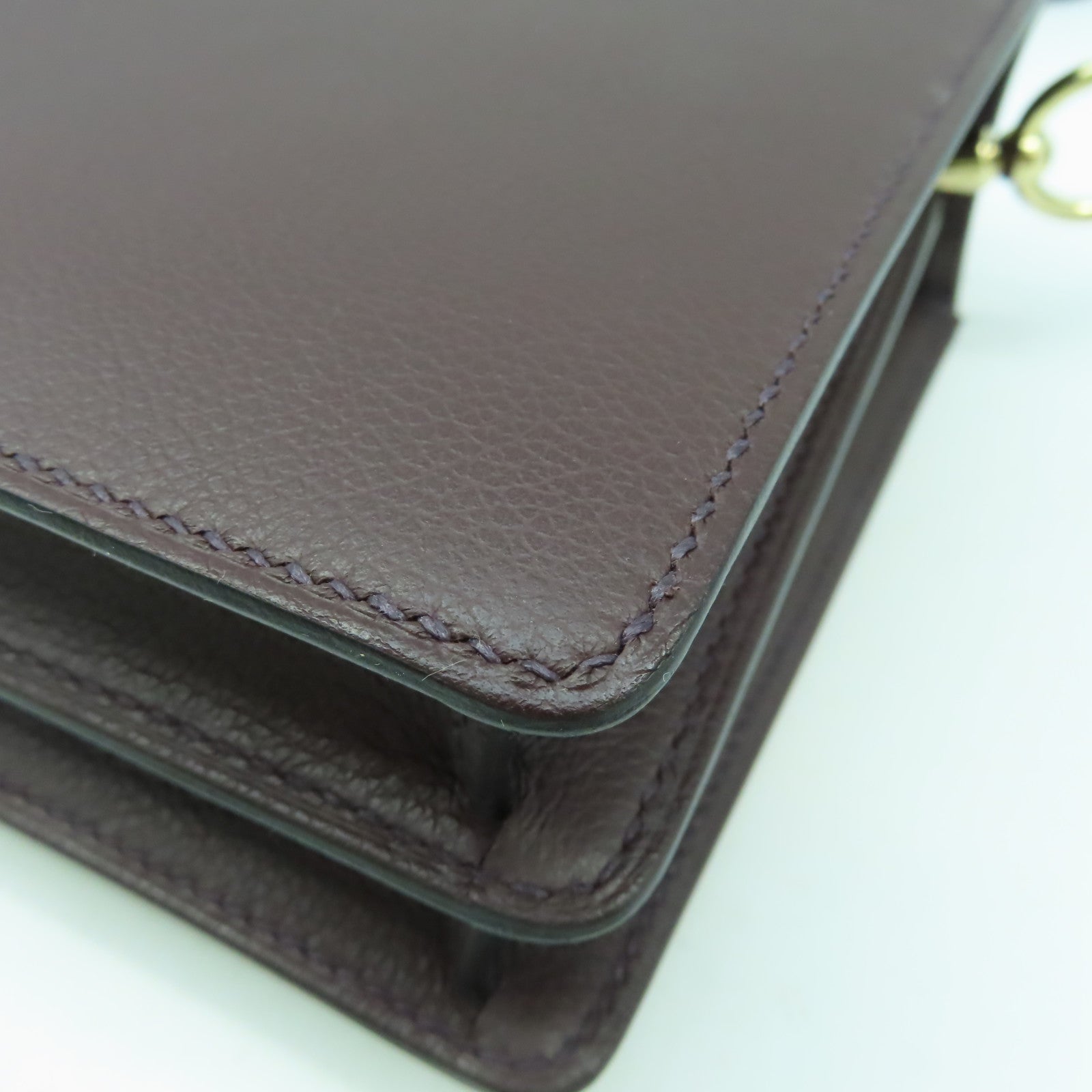 HERMES 【激減優惠】Evercolor皮革Mini Roulis金扣肩背袋深紫色