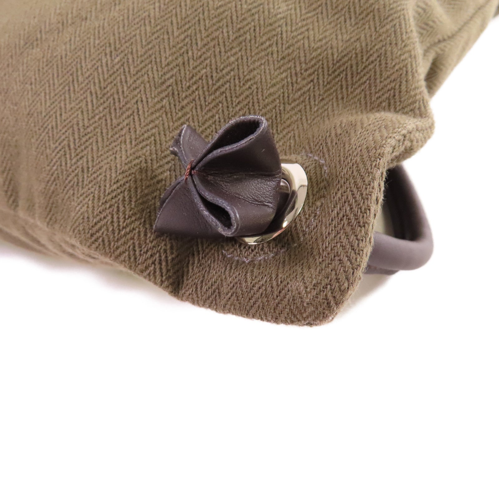 HERMES Toile Chevrons帆布Aline Backpack銀扣背包軍綠色