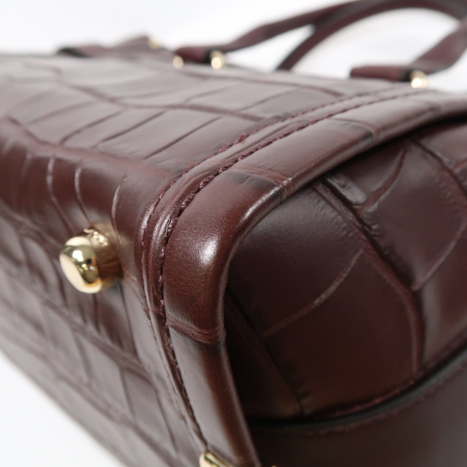 COACH 牛皮皮革2 Way Shoulder Bag銀扣手挽肩背兩用袋酒紅色