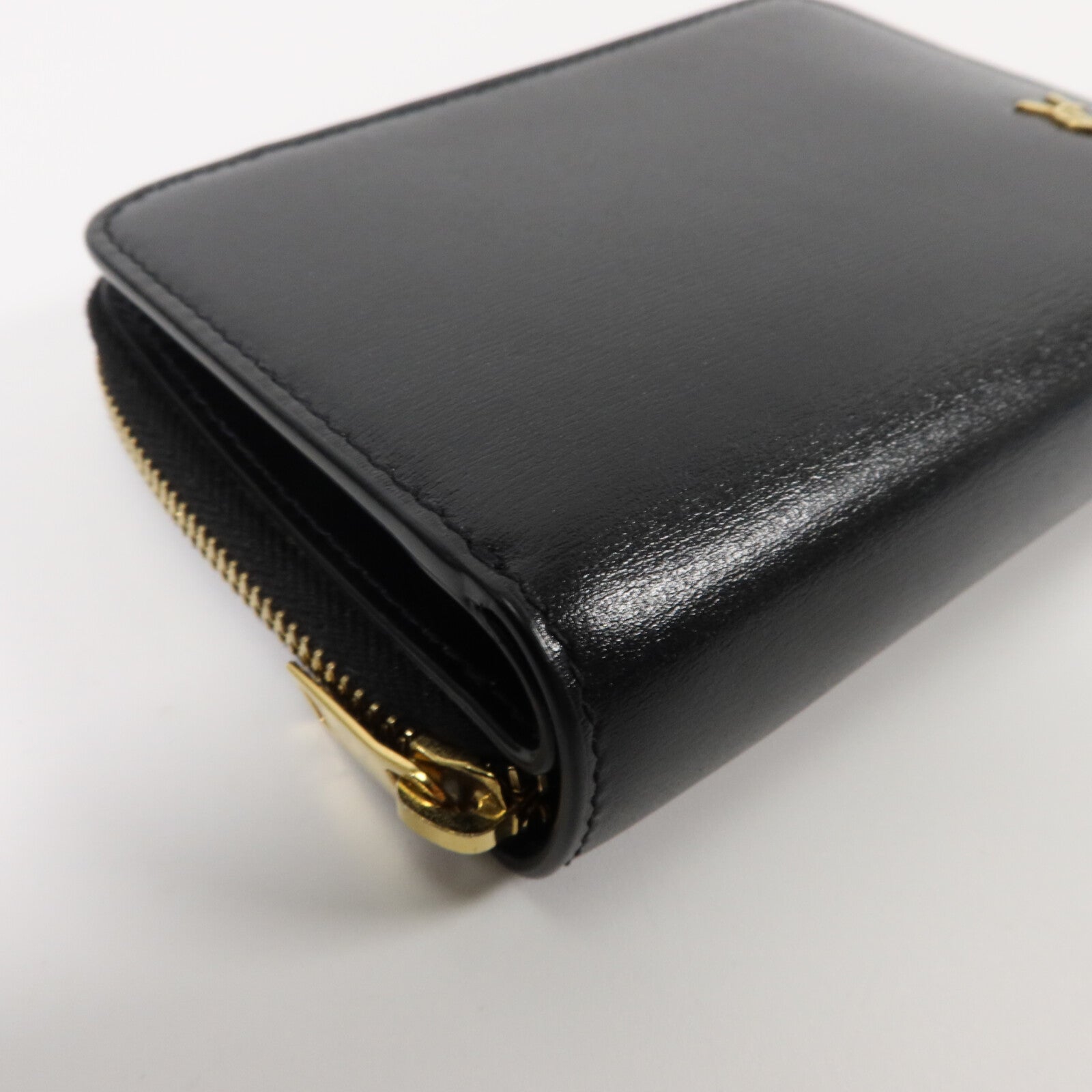 SAINT LAURENT 牛皮皮革Tiny Cassandre Zip Wallet錢包
