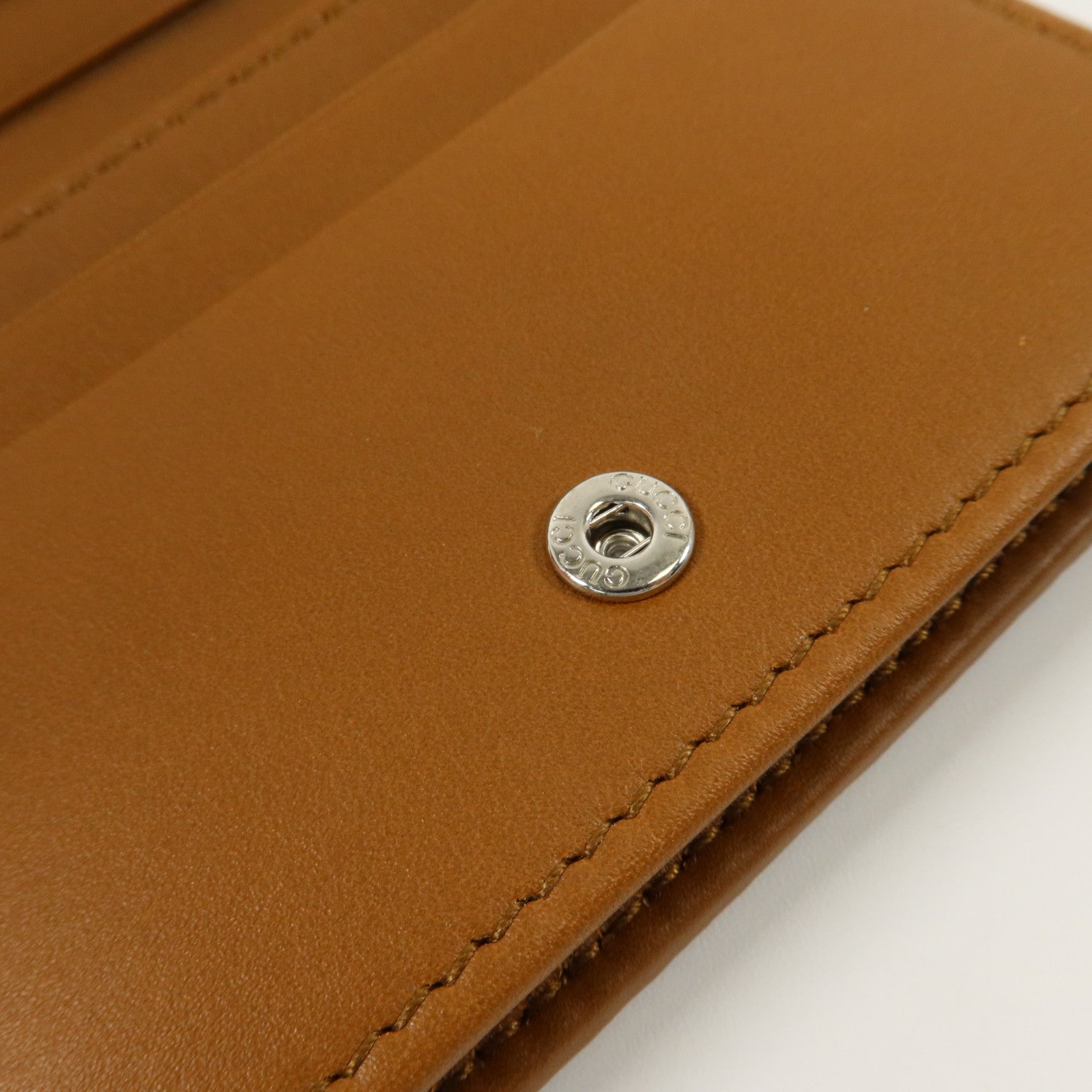 GUCCI 牛仔布/牛皮皮革GG Emblem Small金扣錢包